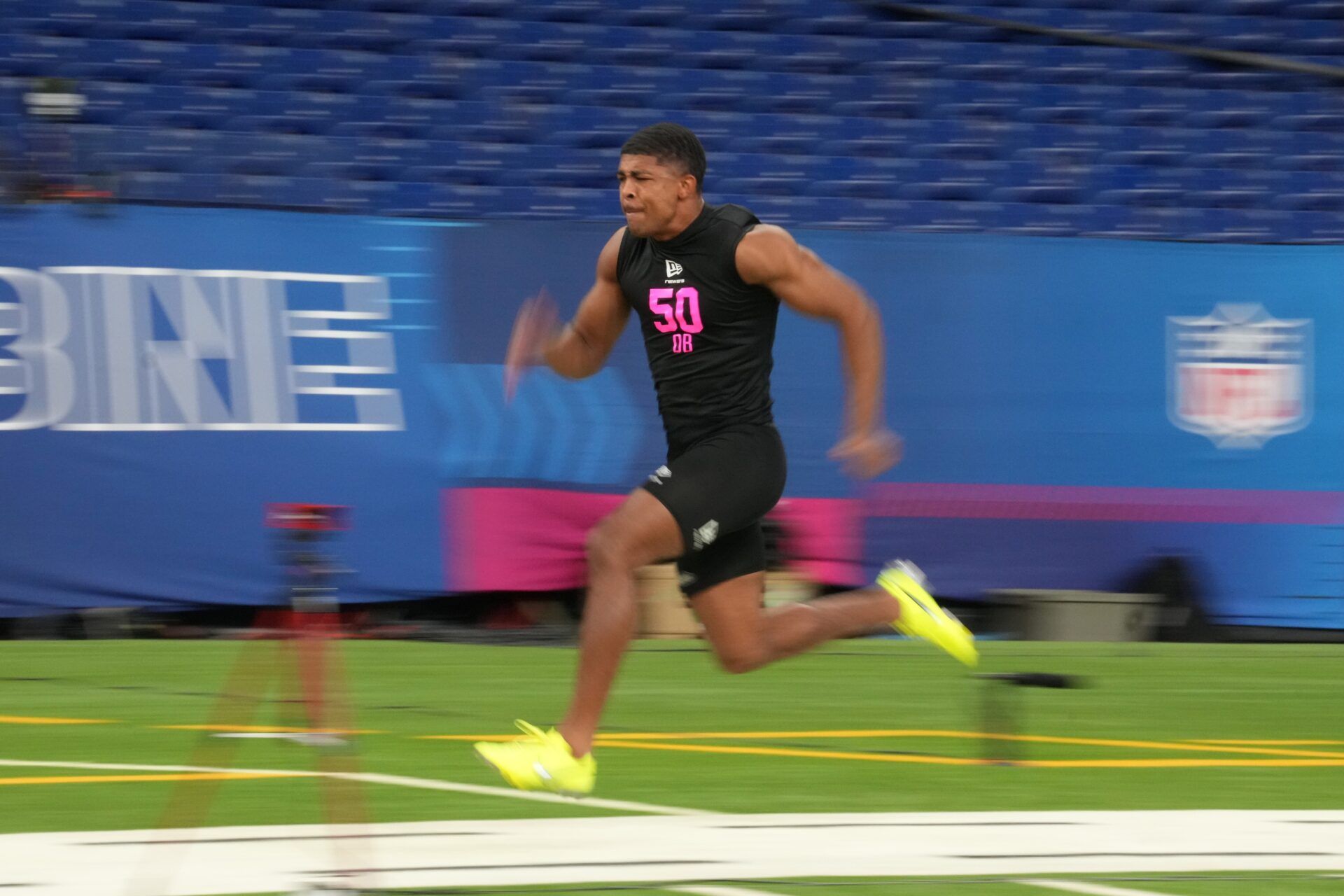Ohio State defensive back Lorenzo Styles (DB50) during the NFL Scouting Combine at Lucas Oil Stadium.