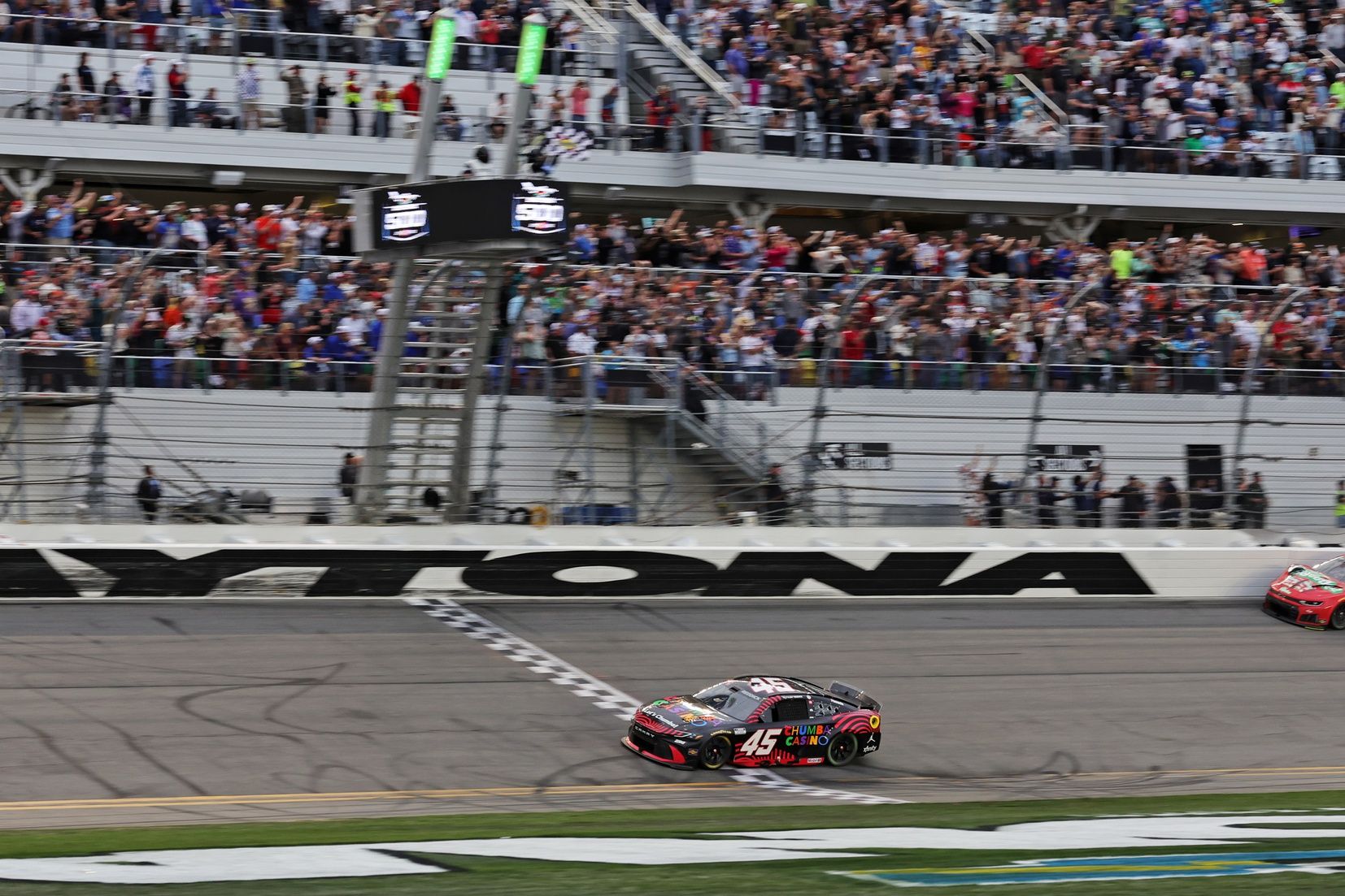 Driver Tyler Reddick (45) wins the 68th running of the Daytona 500 at Daytona International Speedway.