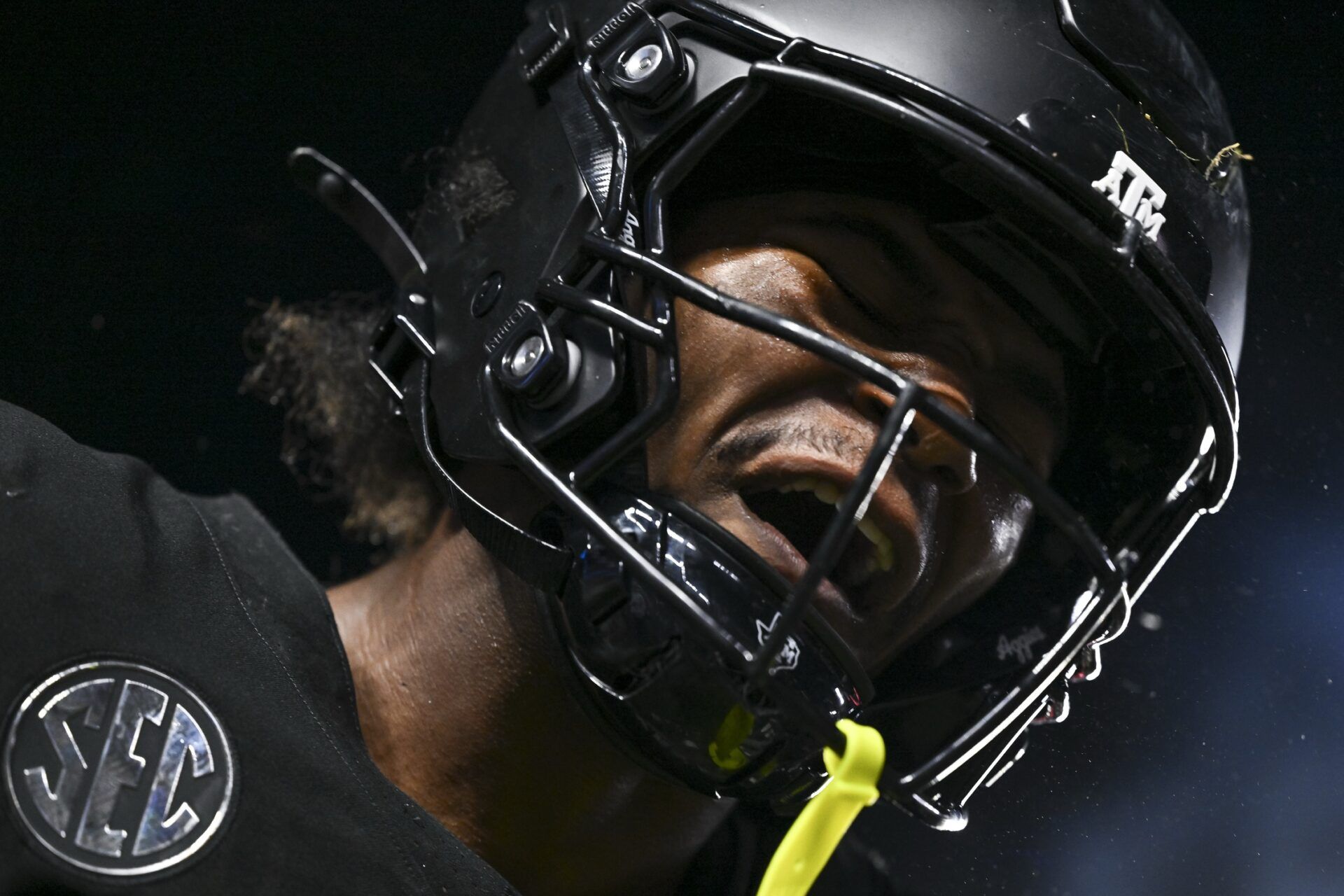 Texas A&M Aggies wide receiver KC Concepcion (7) reacts after scoring a touchdown during the third quarter against the Mississippi State Bulldogs at Kyle Field.