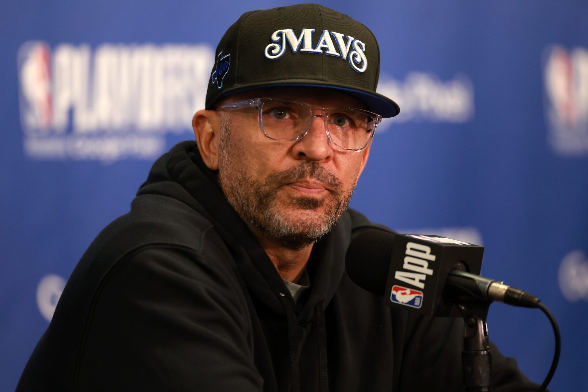 Dallas Mavericks head coach Jason Kidd speaks to media prior to the game two of the first round for the 2024 NBA playoffs against the Los Angeles Clippers at Crypto.com Arena.