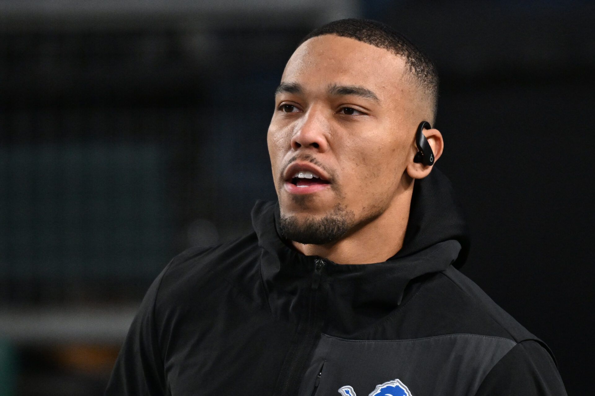 Detroit Lions wide receiver Amon-Ra St. Brown (14) during warmups against the Philadelphia Eagles at Lincoln Financial Field.