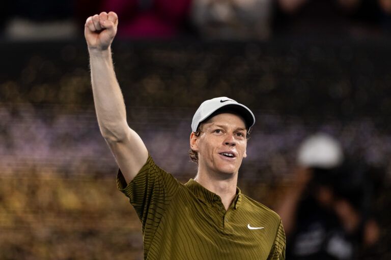 Jannik Sinner of Italy after his match against Ben Shelton of United States in the quarterfinals of the mens singles at the Australian Open at Rod Laver Arena in Melbourne Park.