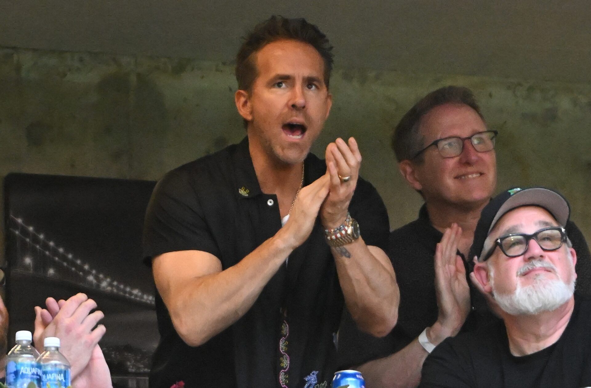 Wrexham FC owner Ryan Reynolds during the first half of the match against Vancouver Whitecaps FC at BC Place.