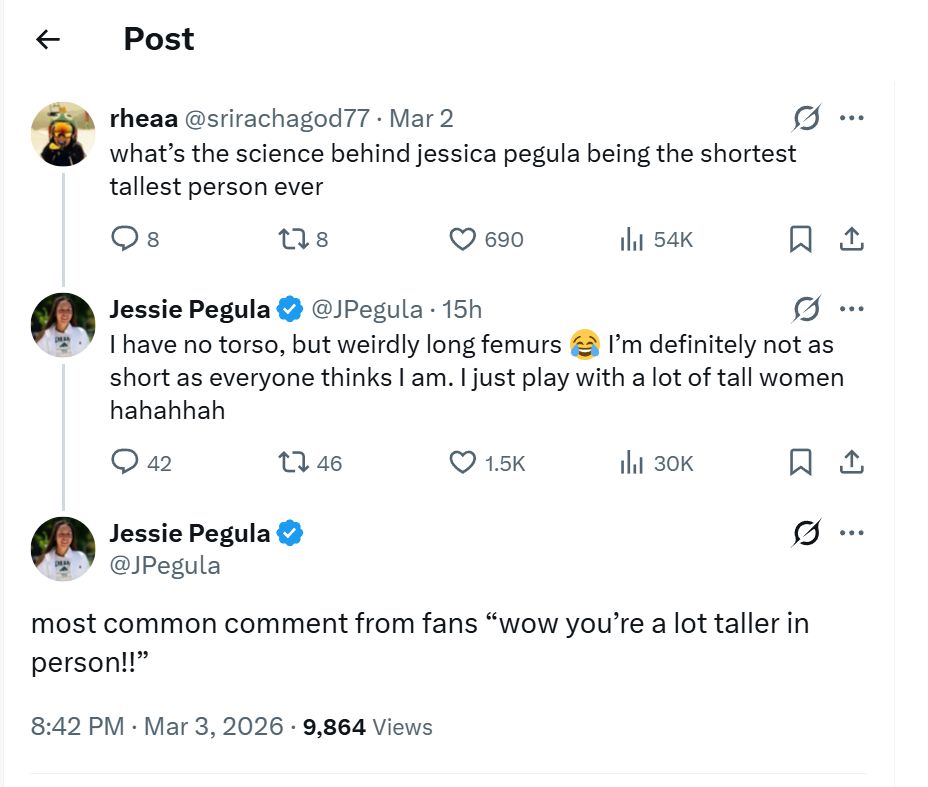 Screen grab of Jessica Pegula's post on X