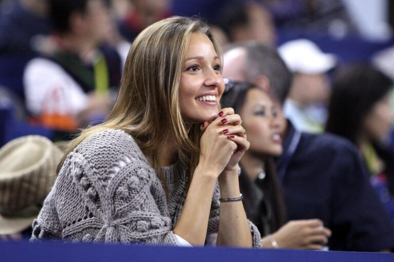 Jelena Ristic watches boyfriend Novak Djokovic (SRB) compete against Nikolay Davydenko (RUS) during the finals of the Tennis Masters Cup at Qi Zhong Stadium.  Djokovic defeated Davydenko 6-1, 7-5.