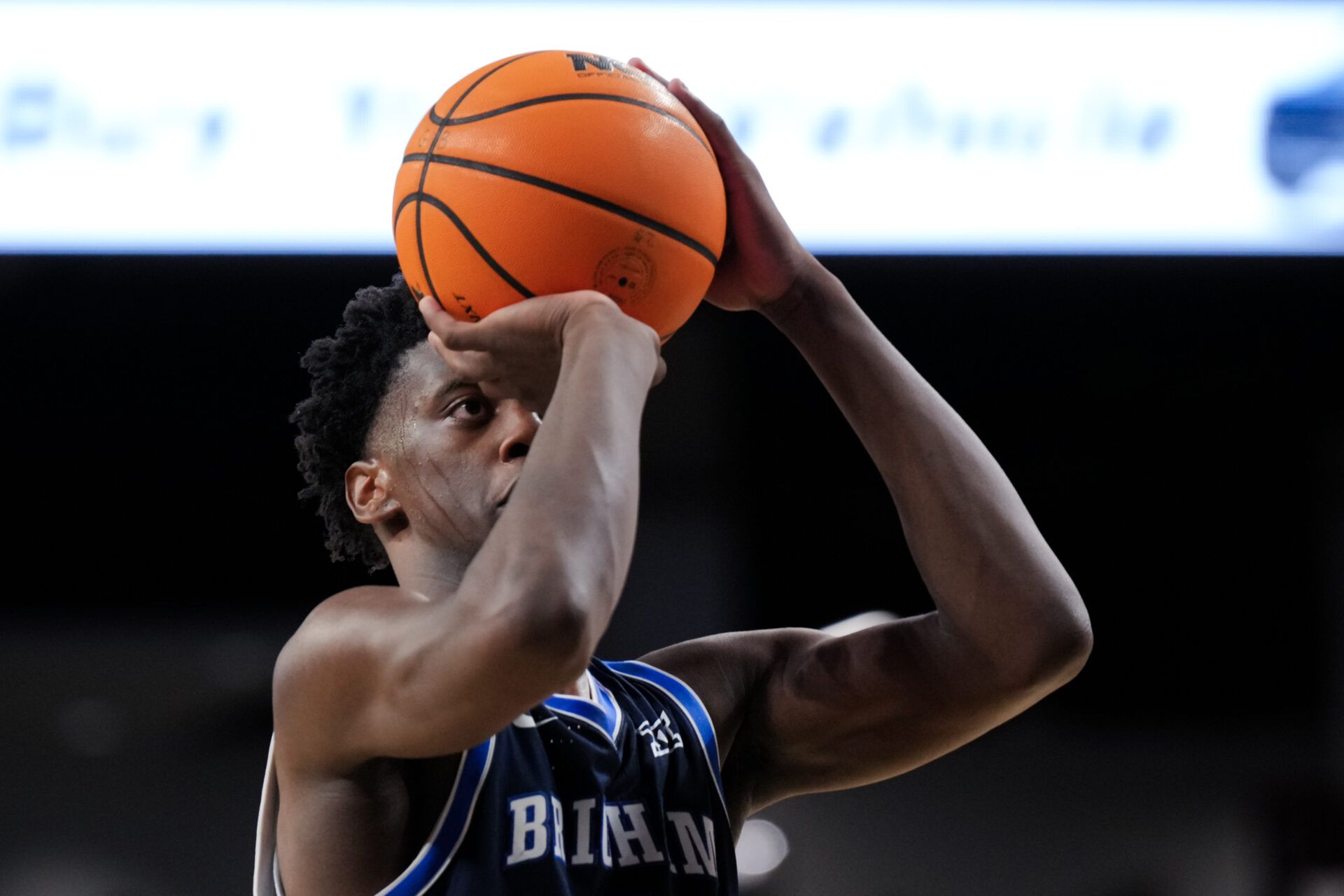 BYU Cougars forward AJ Dybantsa (3) attempts a free throw against the Cincinnati Bearcats in the second half at Fifth Third Arena.