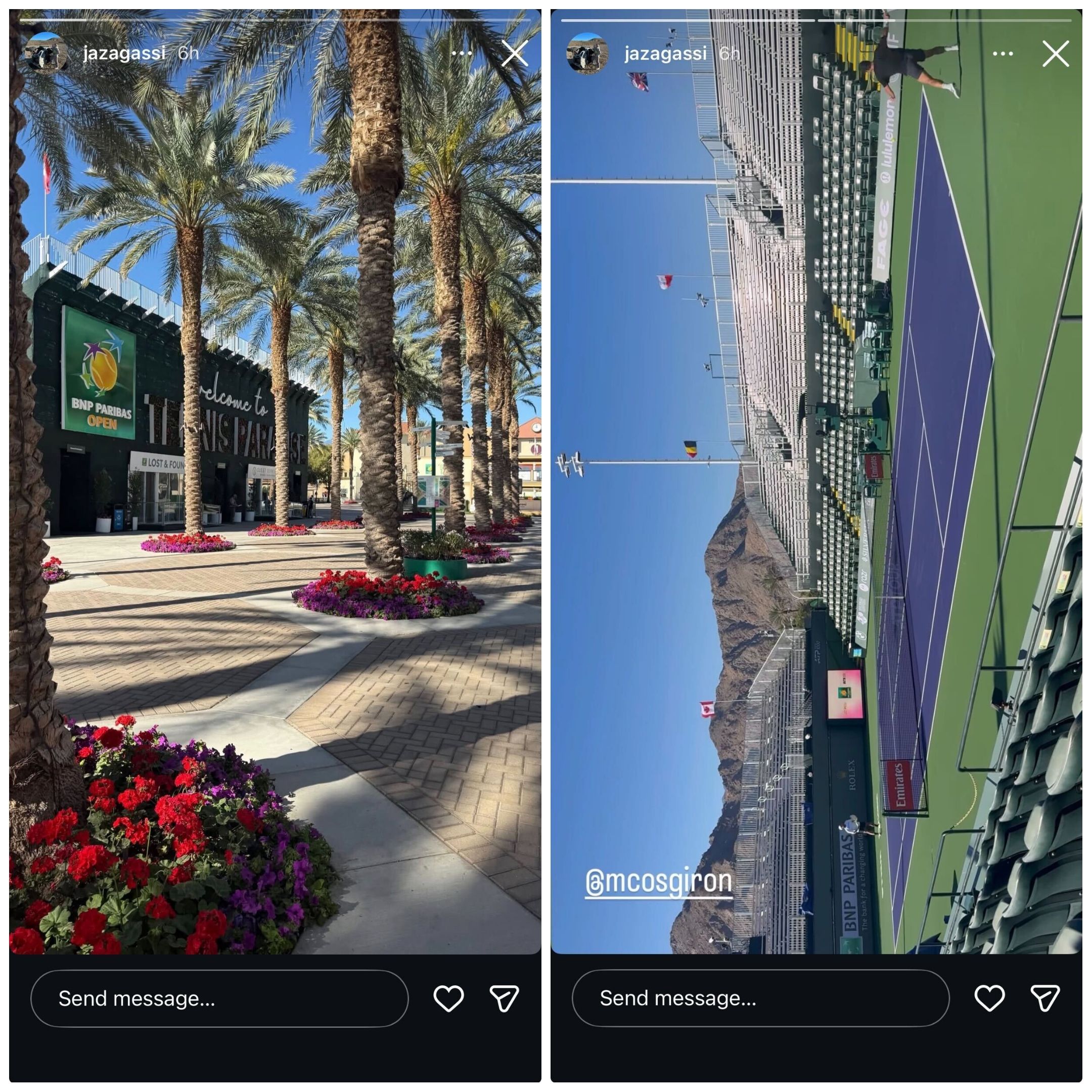 Screen grab of Andre Agassi and Steffi Graf’s daughter Jaz's Instagram stories