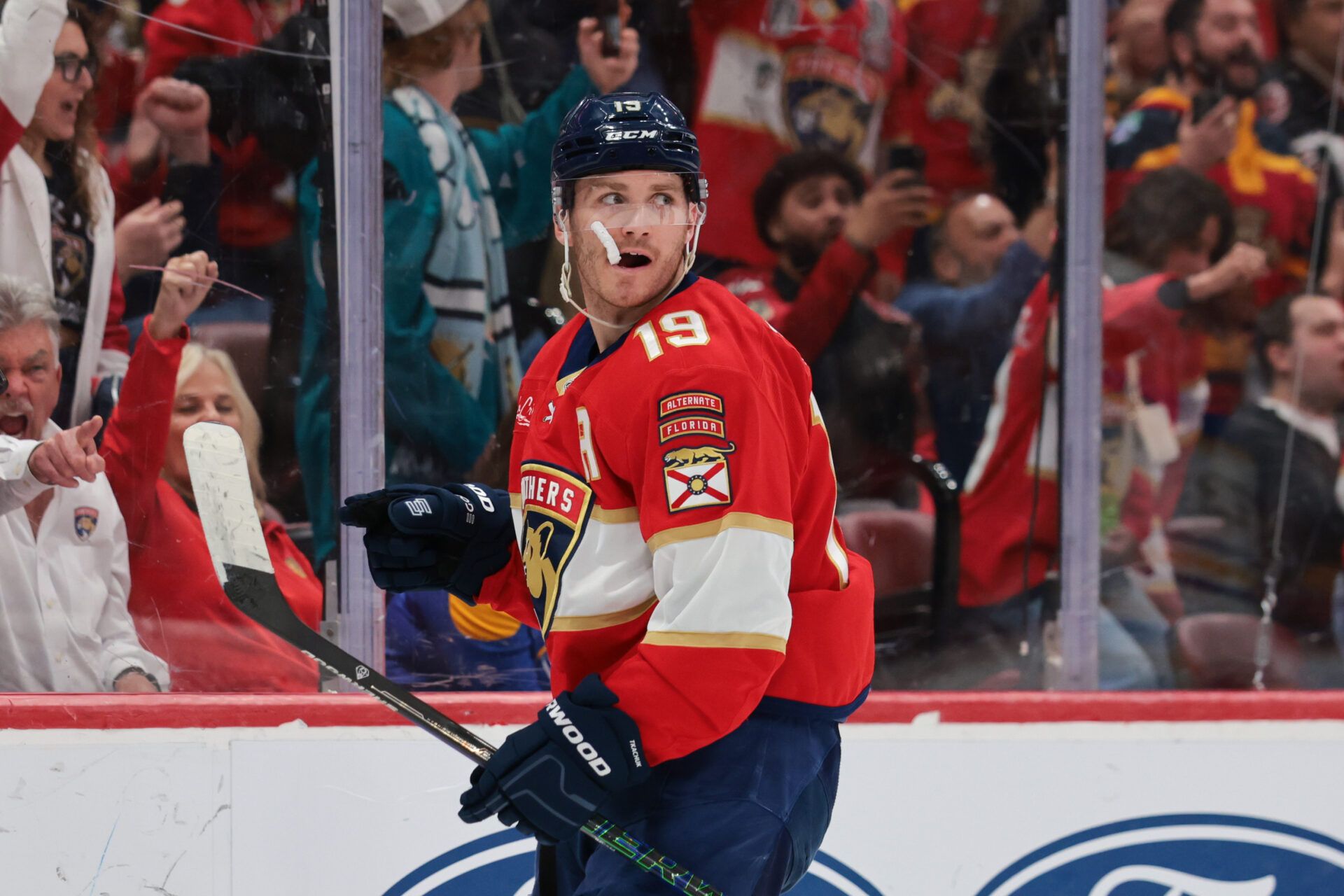 Florida Panthers left wing Matthew Tkachuk (19) at Amerant Bank Arena.