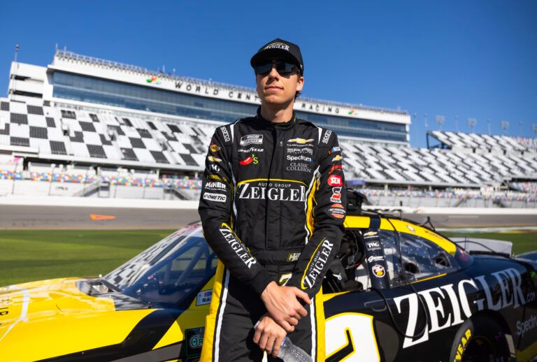 NASCAR OÕReilly Auto Parts Series driver Carson Hocevar (42) during qualifying for the United Rentals 300 at Daytona International Speedway.