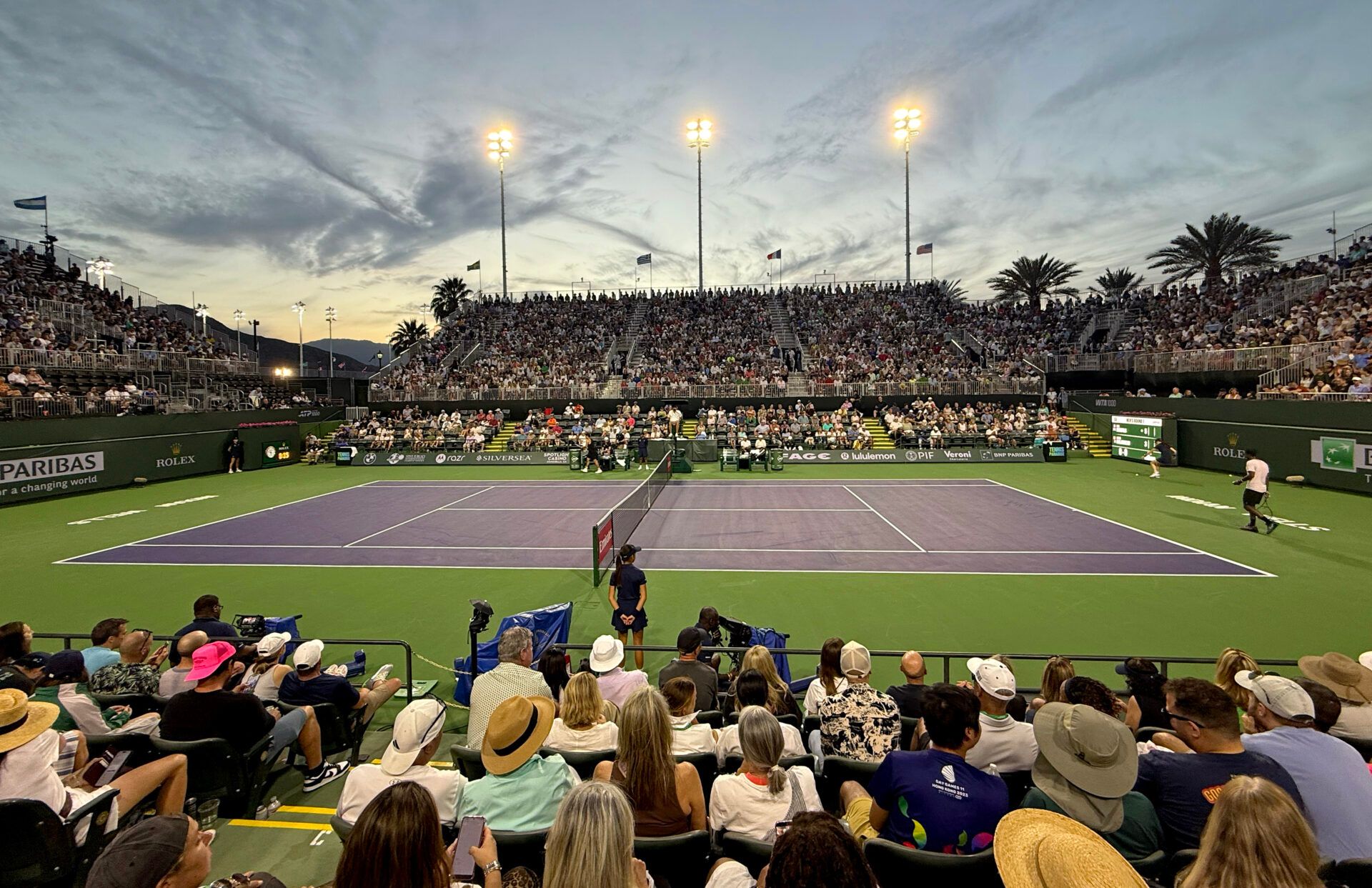 General view of stadium court 3 during the first round match between Gael Monfils (FRA) and Alexis Galarneau (CAN) during the BNP Paribas Open at the Indian Wells Tennis Garden.