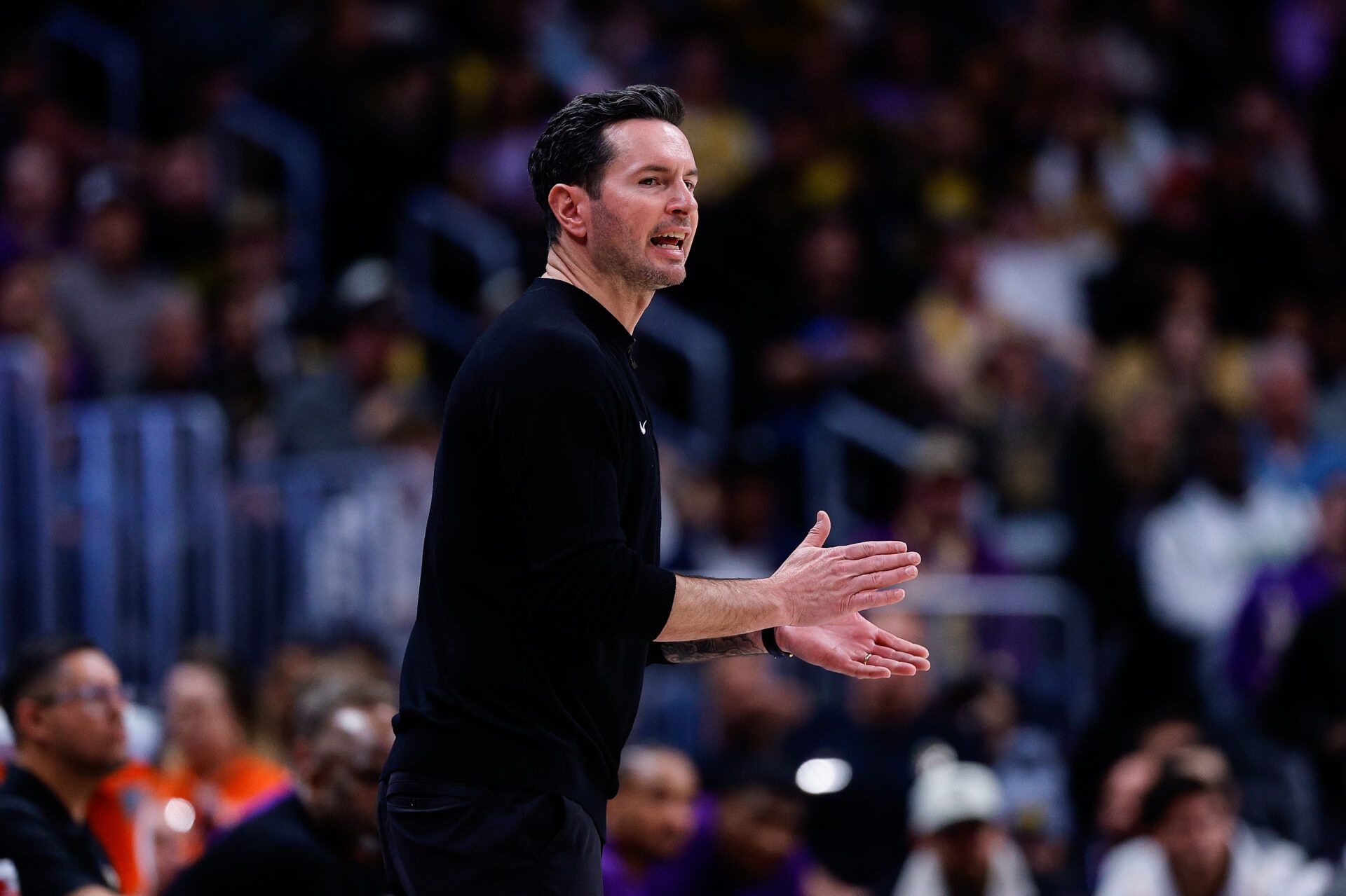 Los Angeles Lakers head coach JJ Redick in the third quarter against the Denver Nuggets at Ball Arena.