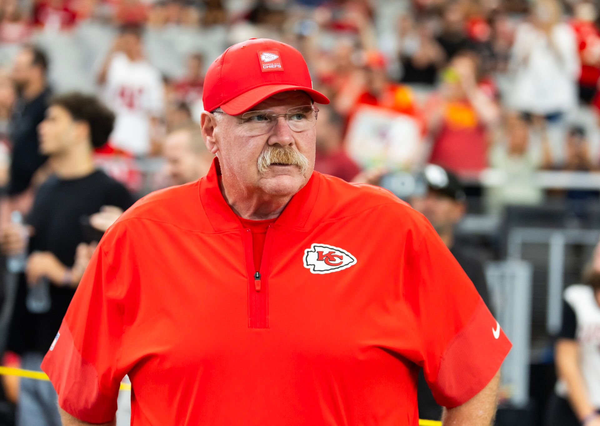 Kansas City Chiefs head coach Andy Reid against the Arizona Cardinals during a preseason NFL game at State Farm Stadium.