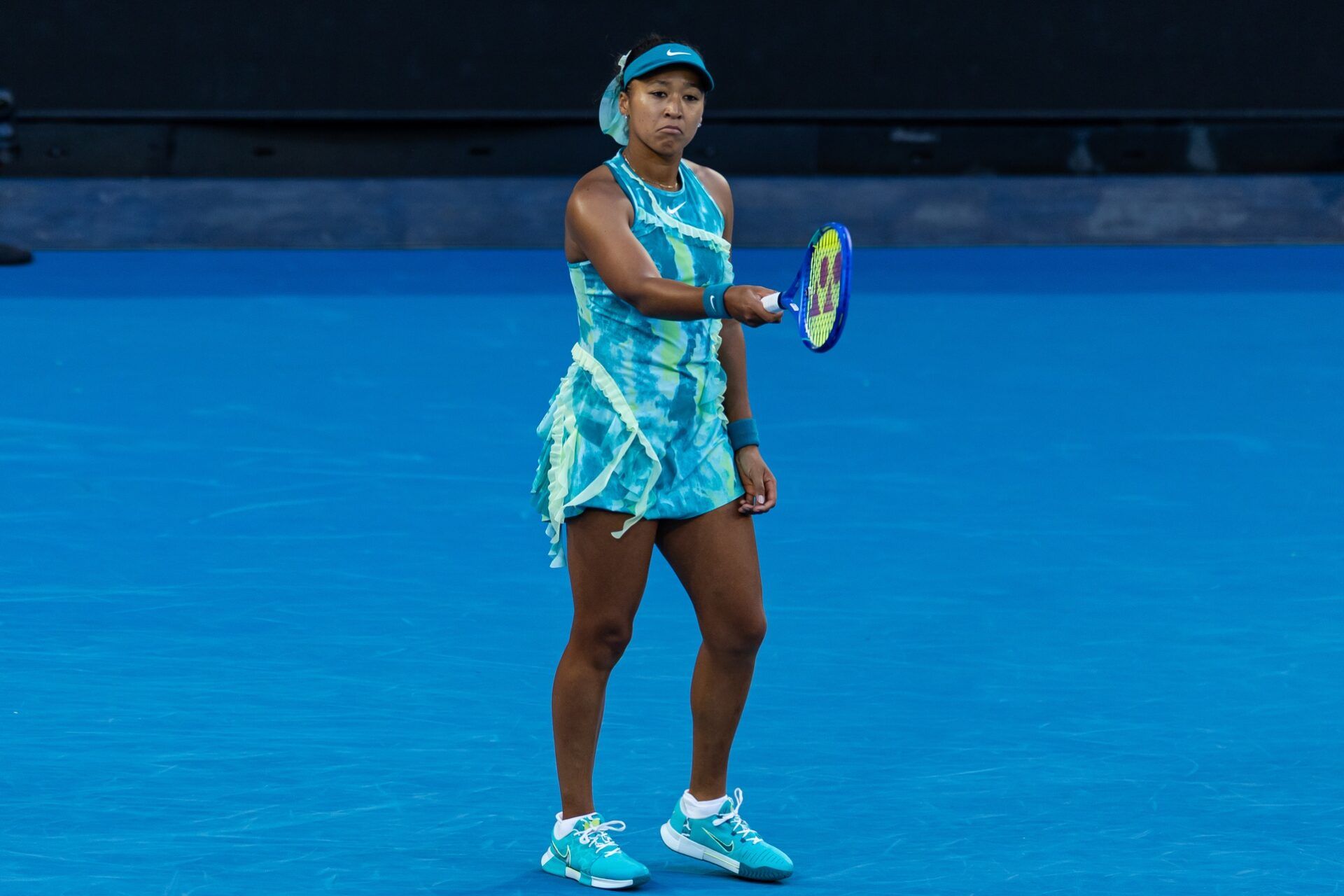 Naomi Osaka of Japan in action against Sorana Cirstea of Romania in the second round of the womens singles at the Australian Open at Margaret Court Arena in Melbourne Park.