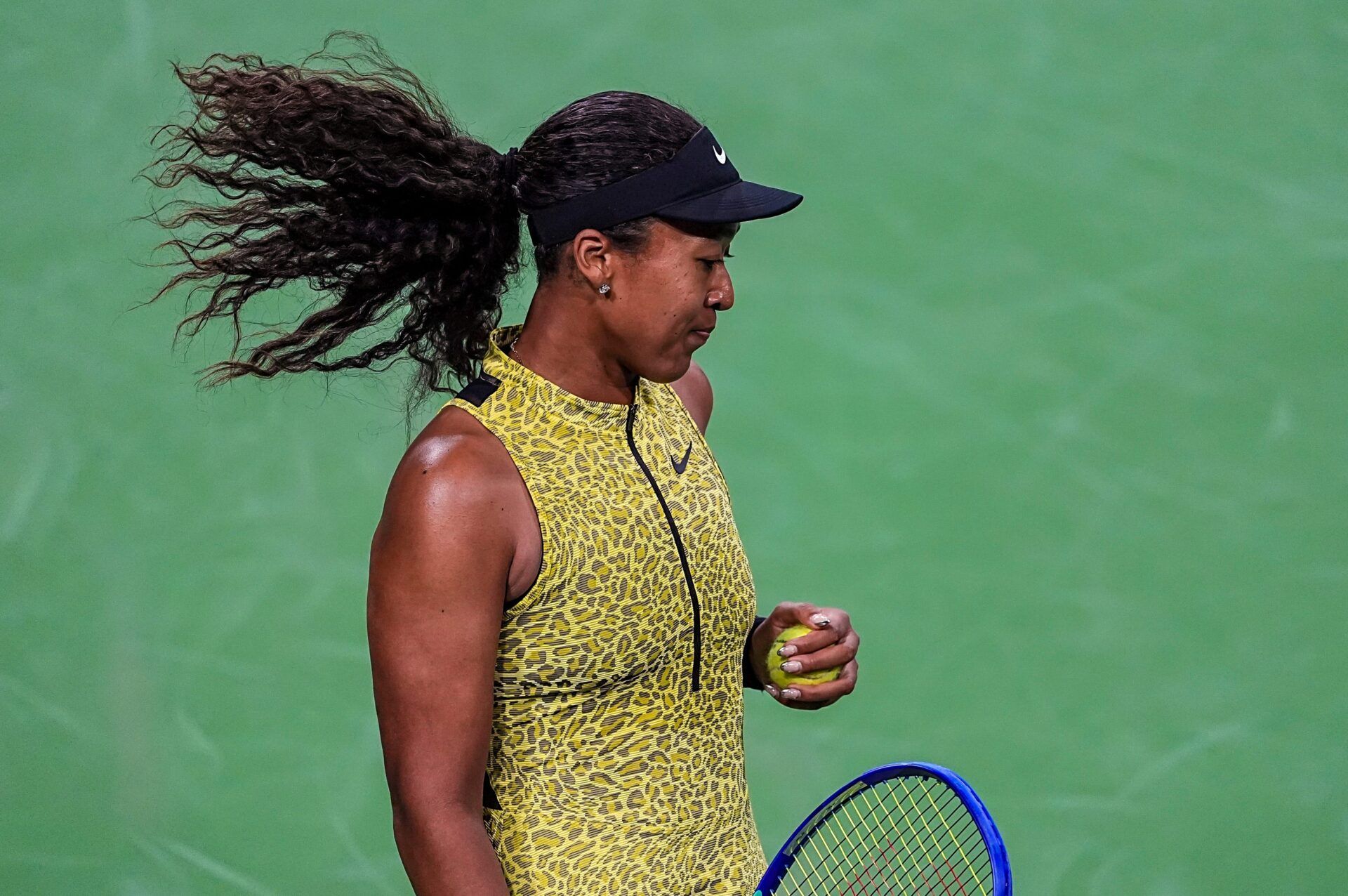 Naomi Osaka celebrates a win over Victoria Jimenez Kasintseva, 7-5, 6-2 in their second-round match at the BNP Paribas Open in Indian Wells, Calif., Friday, March 6, 2026.