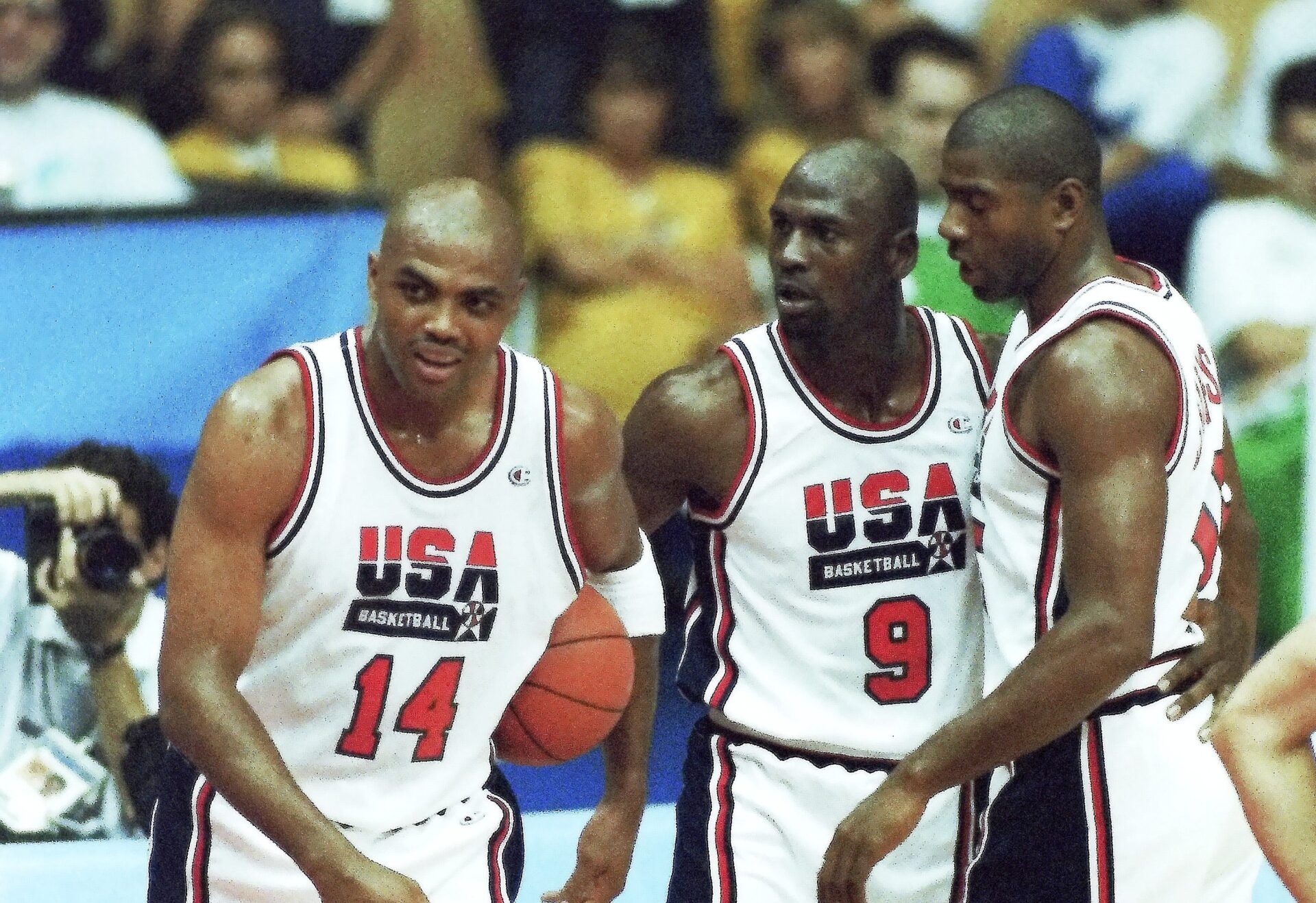 USA defeated Croatia 117-85 in the gold medal game of the Barcelona Summer Olympics August 8, 1992. This was the original Dream Team, and was the first American Olympic team to feature active professional players from the NBA. The starting five consisted of Patrick Ewing, Larry Bird, Michael Jordan, Magic Johnson and Scottie Pippen. The team has been described as one of the greatest sports team ever assembled.