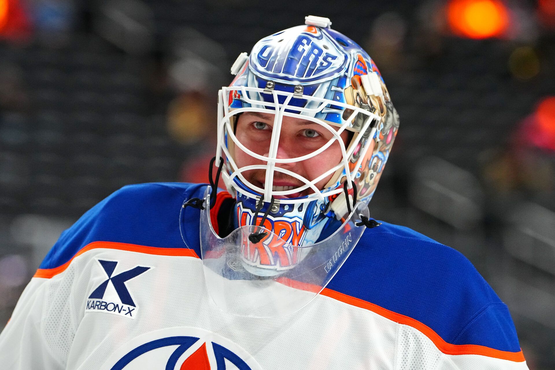 Edmonton Oilers goaltender Tristan Jarry (35) at T-Mobile Arena.
