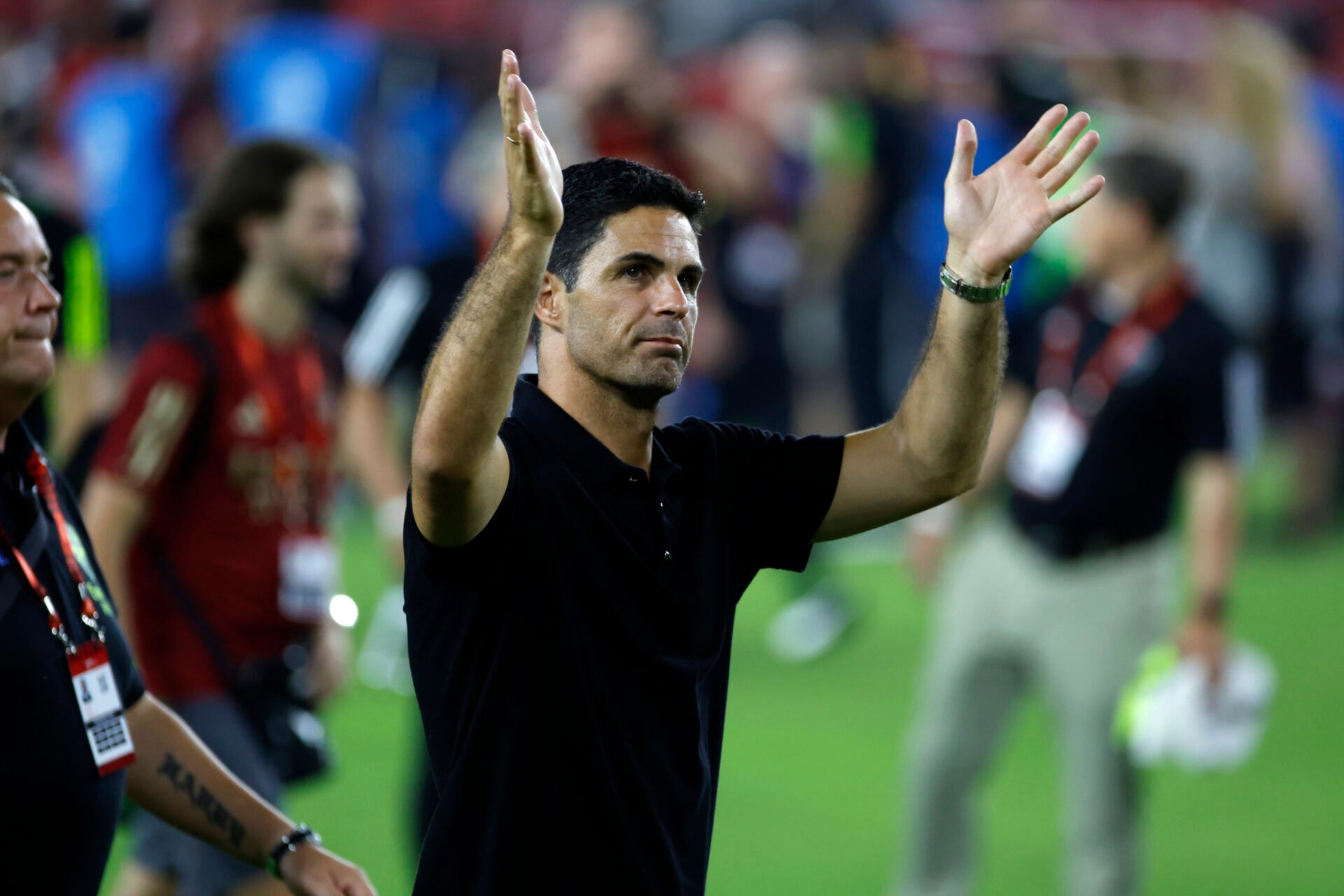 Arsenal head coach Mikel Arteta reacts after the game against MLS of the 2023 MLS All Star Game at Audi Field.