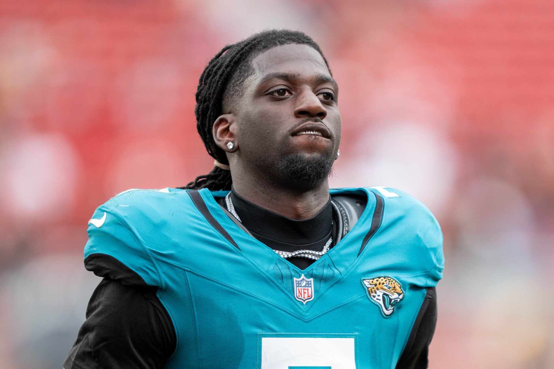 Jacksonville Jaguars wide receiver Brian Thomas Jr. (7) after the game against the San Francisco 49ers at Levi's Stadium.