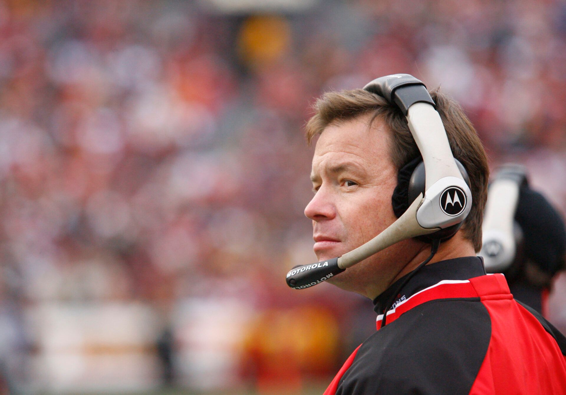 Dec. 3, 2006; Landover, MD, USA;  Atlanta Falcons head coach Jim Mora Jr. looks on during the Falcons matchup with the Washington Redskins at FedEx Field.