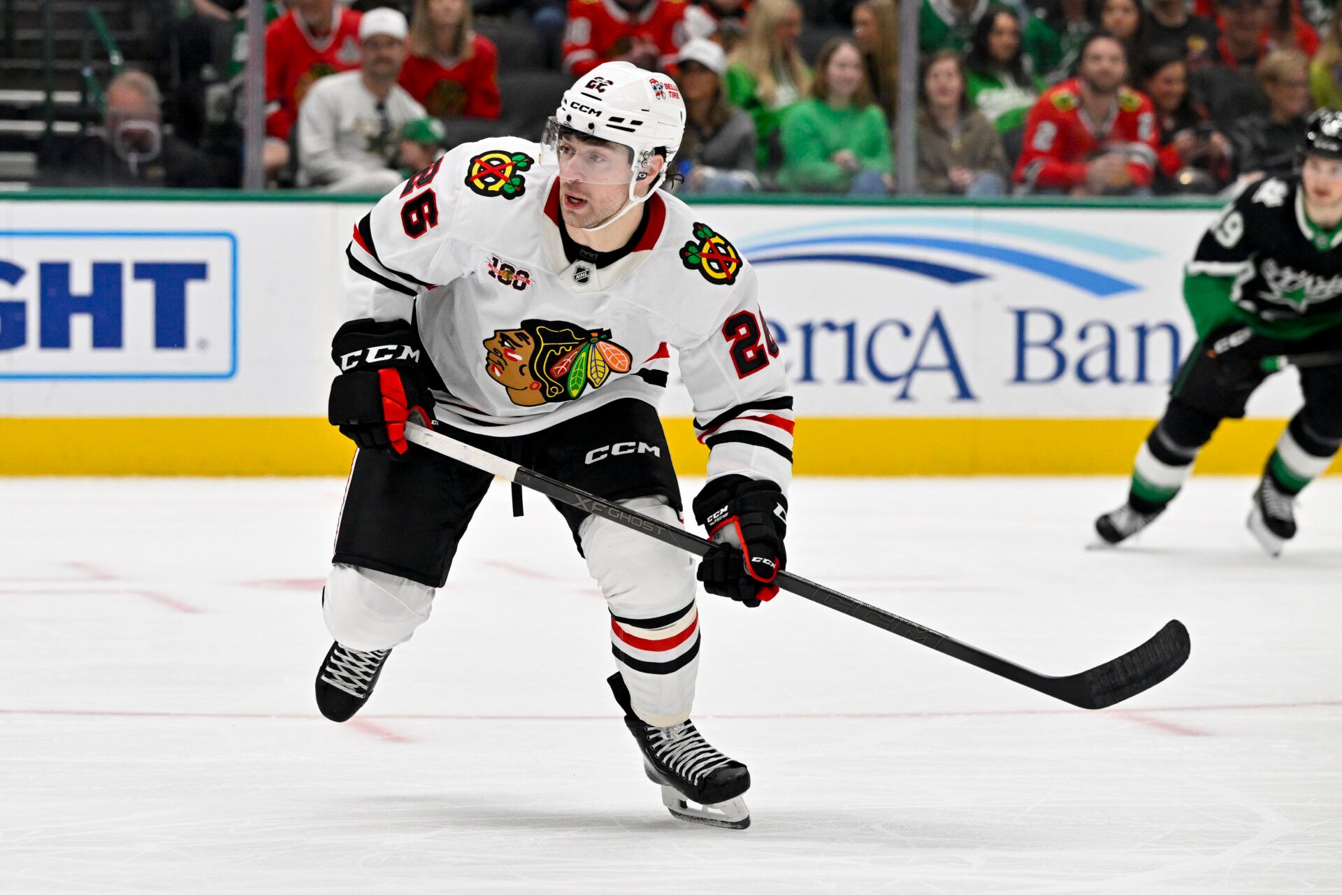 Chicago Blackhawks left wing Andrew Mangiapane (26) at American Airlines Center.