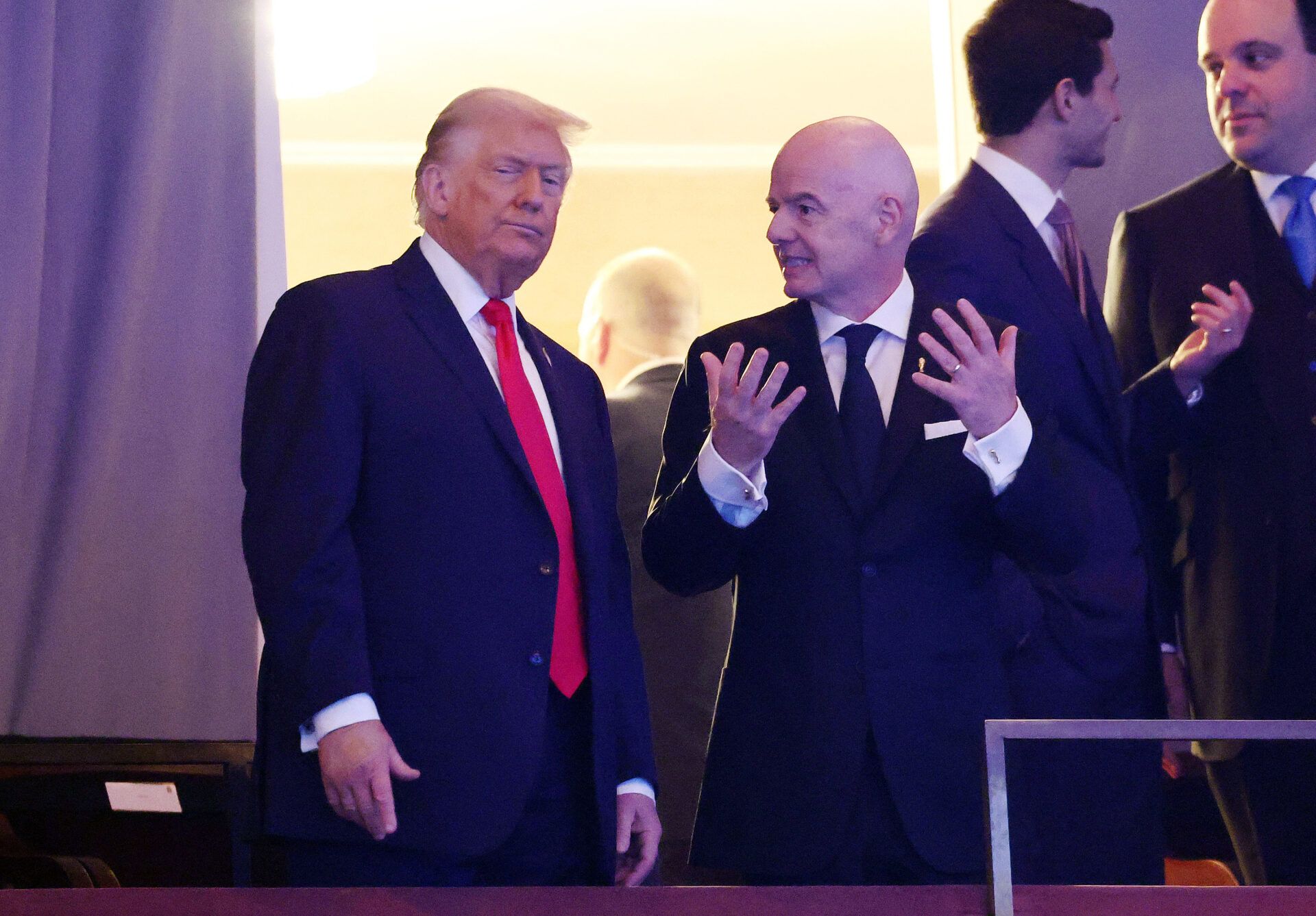 [US, Mexico & Canada customers only] Dec 5, 2025; Washington, District of Columbia, USA; United States of America President Donald Trump and FIFA President Gianni Infantino ahead of the FIFA World Cup 2026 Final Draw at John F. Kennedy Center for the Performing Arts.