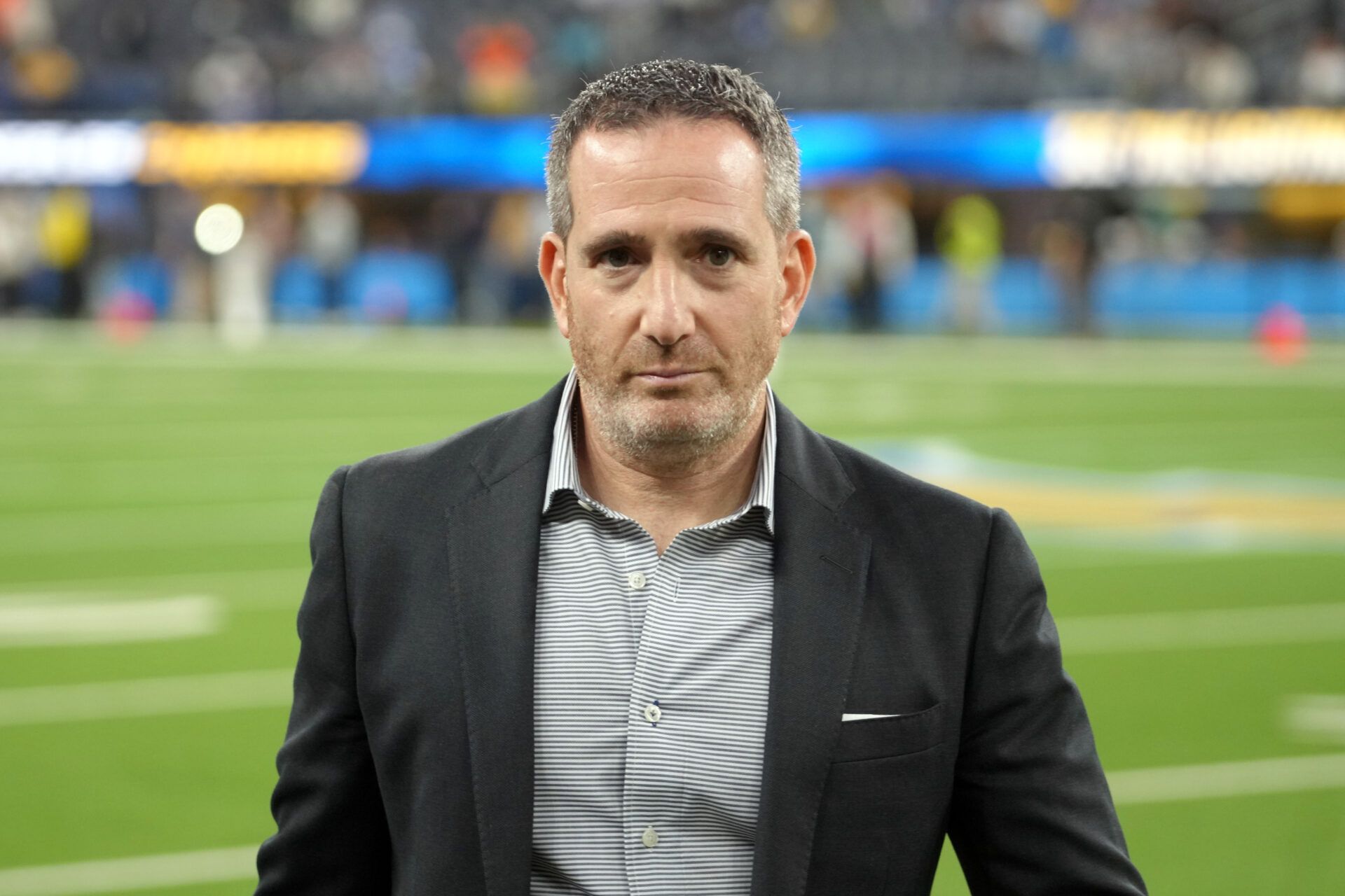 Philadelphia Eagles general manager Howie Roseman looks on before the game against the Los Angeles Chargers at SoFi Stadium.