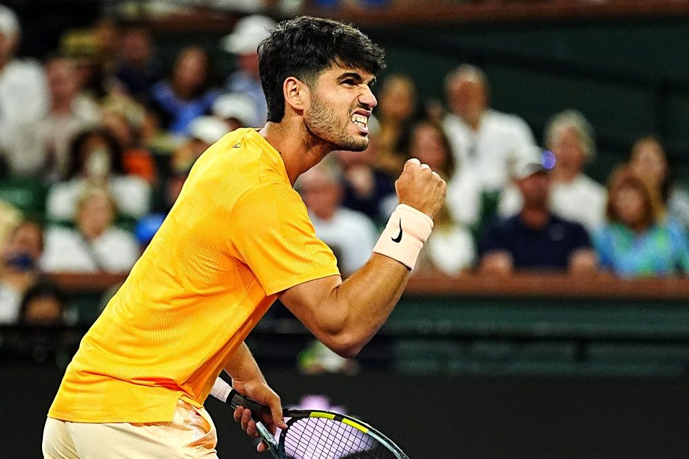 Carlos Alcaraz defeated Cameron Norrie 6-3, 6-4 in their BNP Paribas Open quarterfinal match on Stadium 1 at the Indian Wells Tennis Garden in Indian Wells, Calif., on Thursday, March 12, 2026.