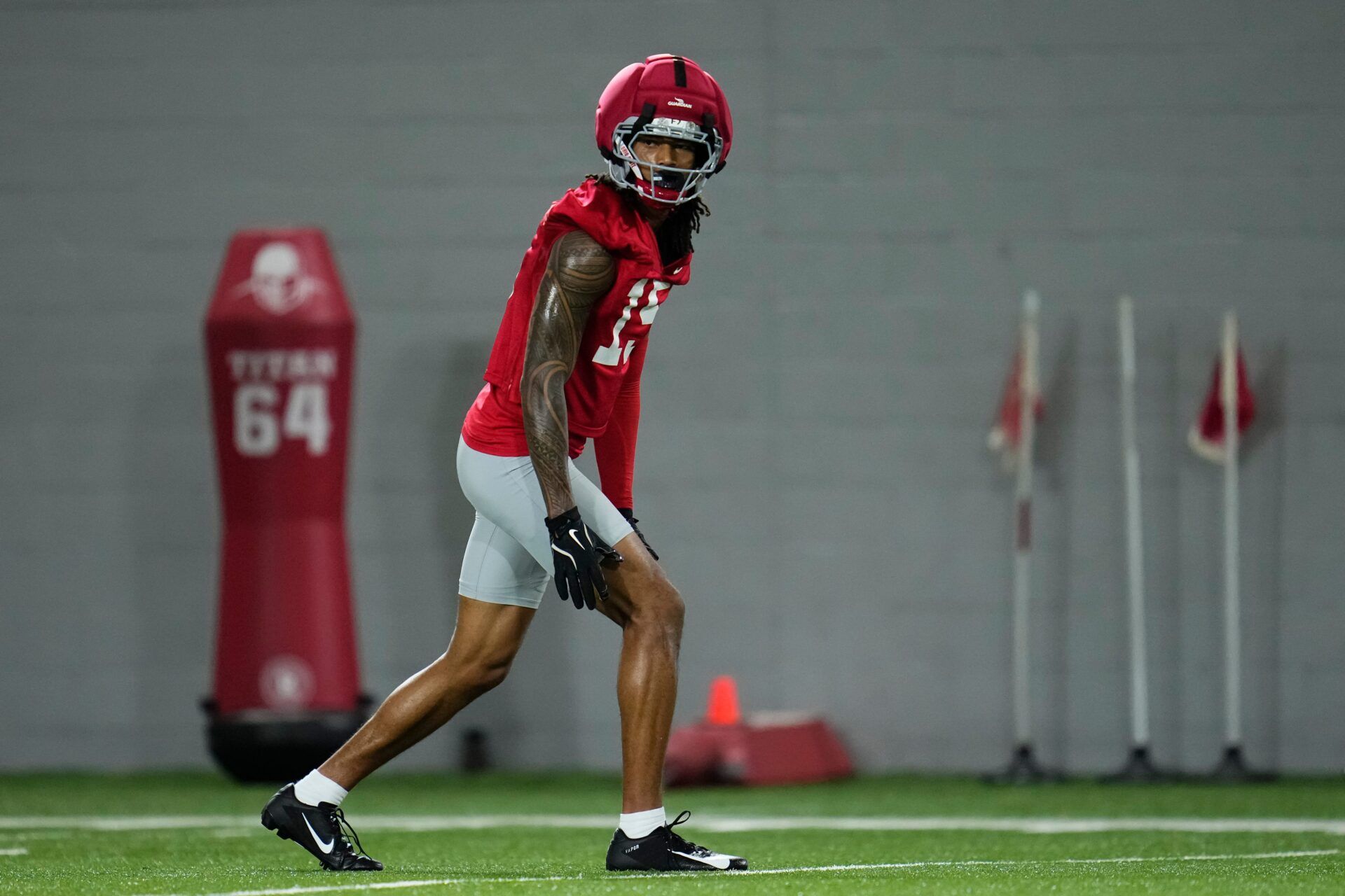 Ohio State Buckeyes wide receiver Chris Henry Jr. (15) lines up during the first day of spring workouts for the 2026 football season at Woody Hayes Athletic Complex in Columbus on March 10, 2026.