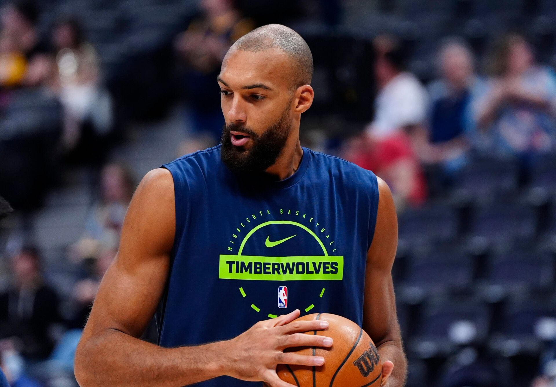 Minnesota Timberwolves center Rudy Gobert (27) before the game against the Denver Nuggets at Ball Arena.