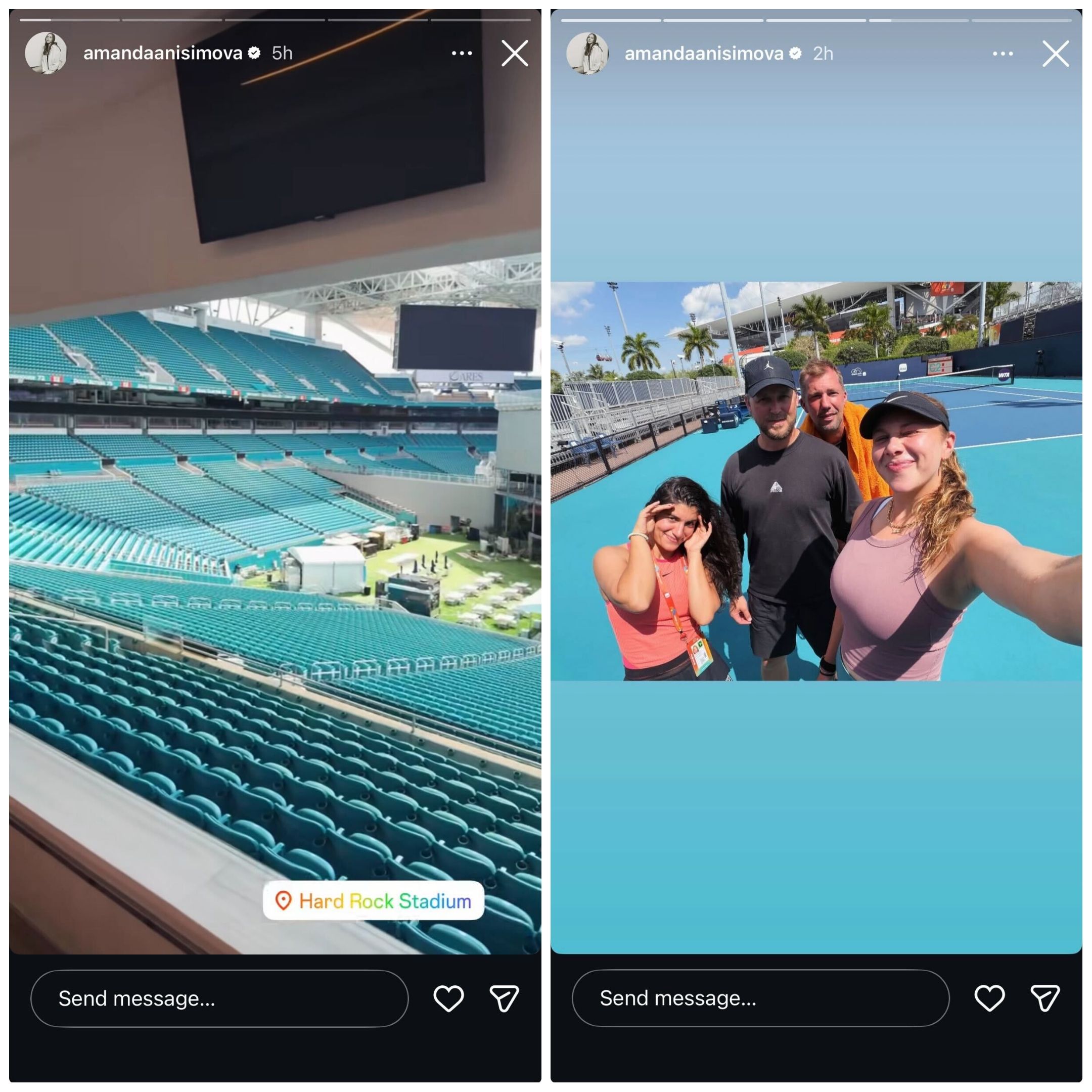 Screen grab of Amanda Anisimova's Instagram stories