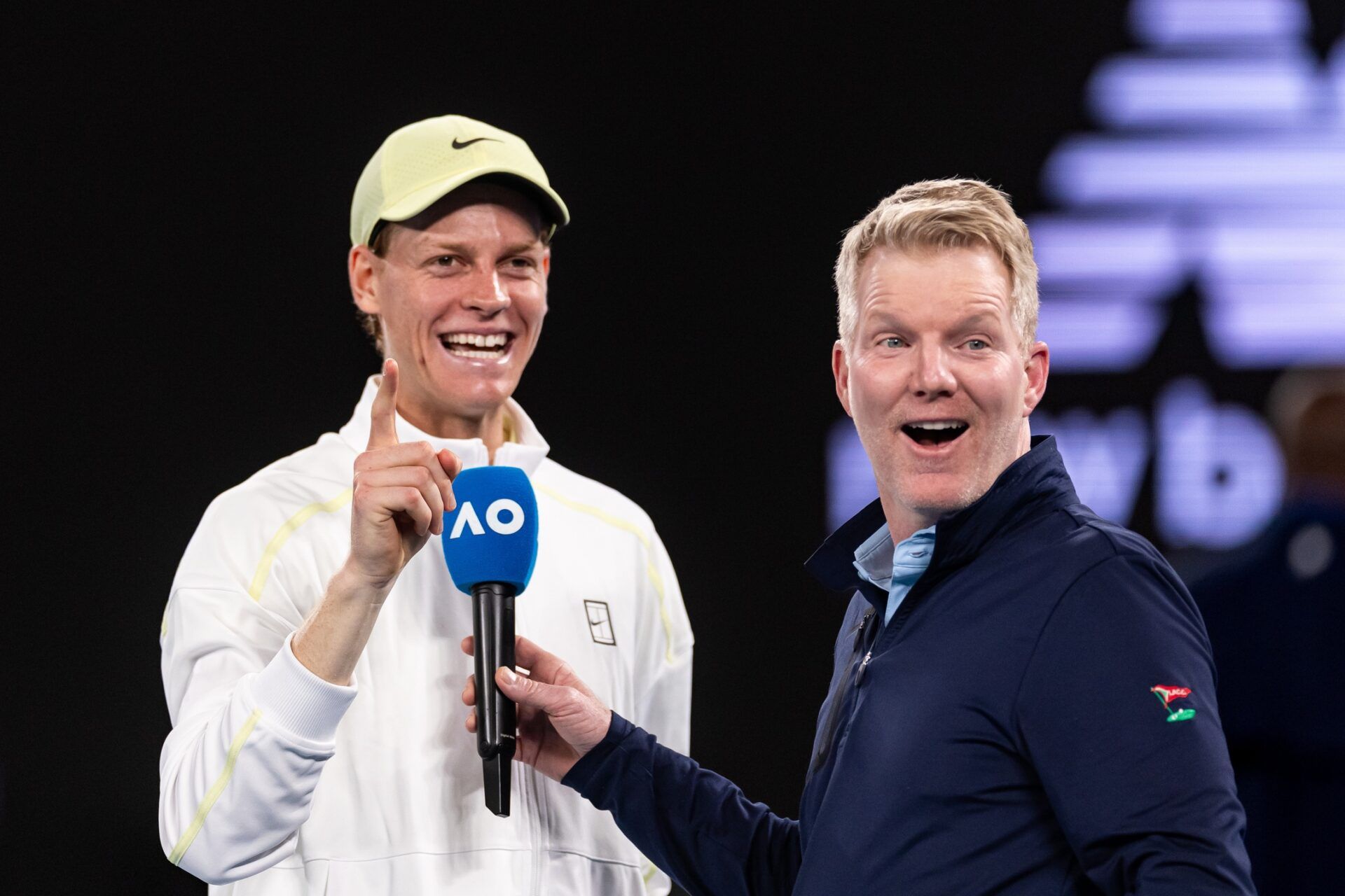 Jannik Sinner of Italy interview after his match against Ben Shelton of United States of America in the semifinals of the men's singles at the 2025 Australian Open at Melbourne Park.