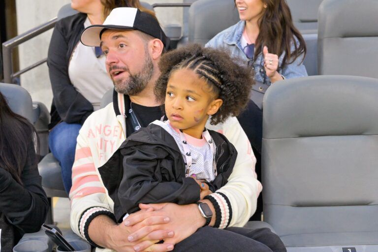 Alexis Kerry Ohanian and Alexis Olympia Ohanian before the match between the Angel City FC and Racing Louisville FC at BMO Stadium.