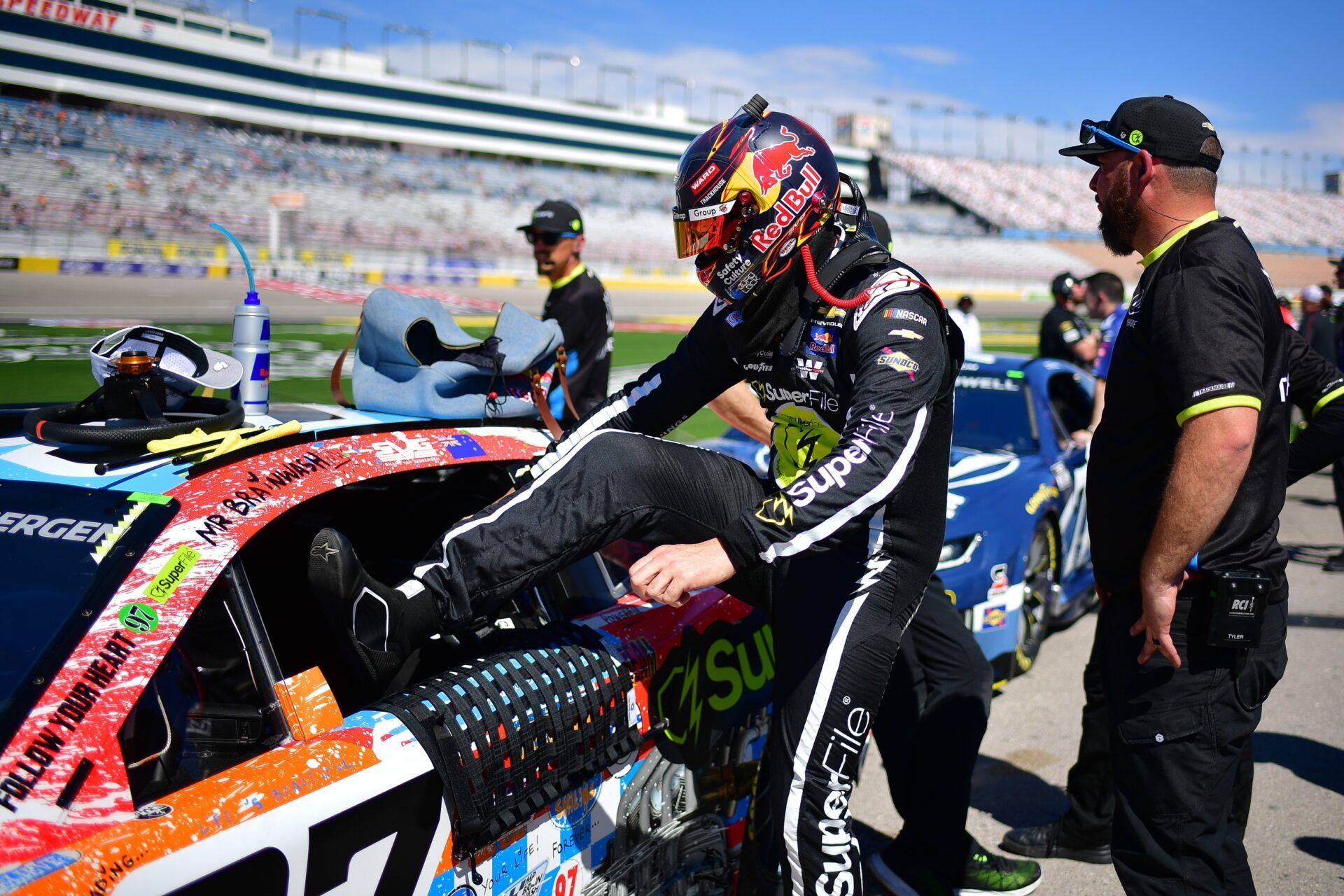 Trackhouse Racing driver Shane Van Gisbergen (97) during qualifying at Las Vegas Motor Speedway.