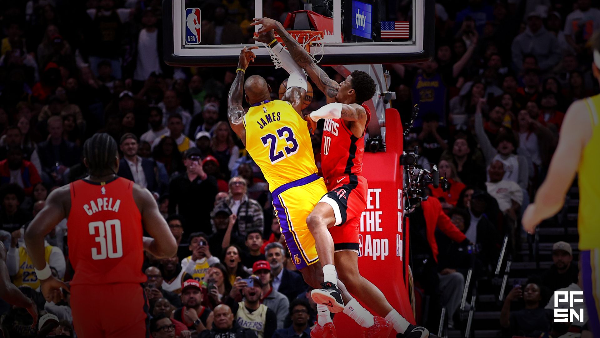NBA World Reacts to LeBron James' Vintage Poster Dunk in Lakers-Rockets Game: 'HE'S 41 YEARS OLD!'