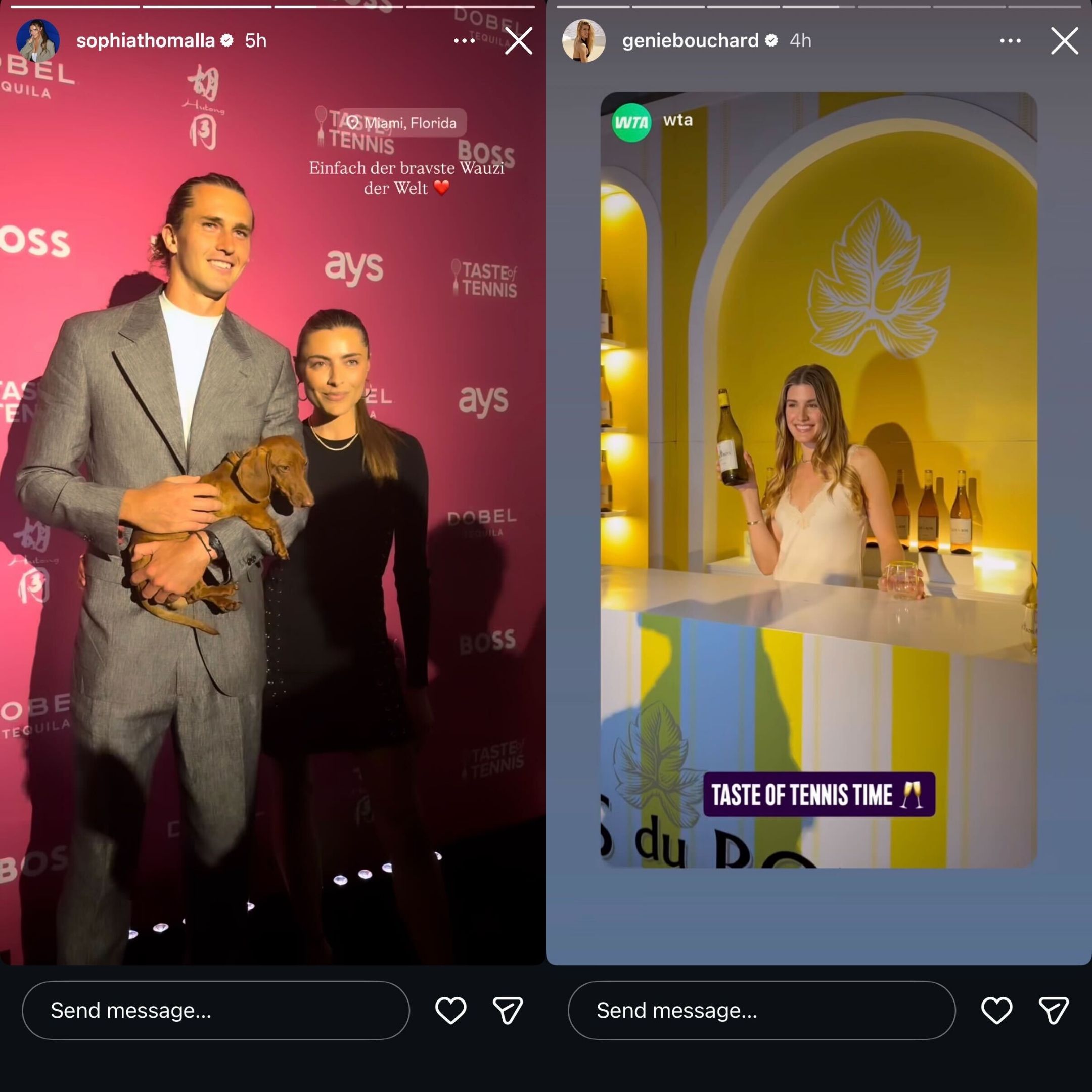 Screen grab of Alexander Zverev, Sophia Thomalla, and Eugenie Bouchard attending Taste of Tennis Miami