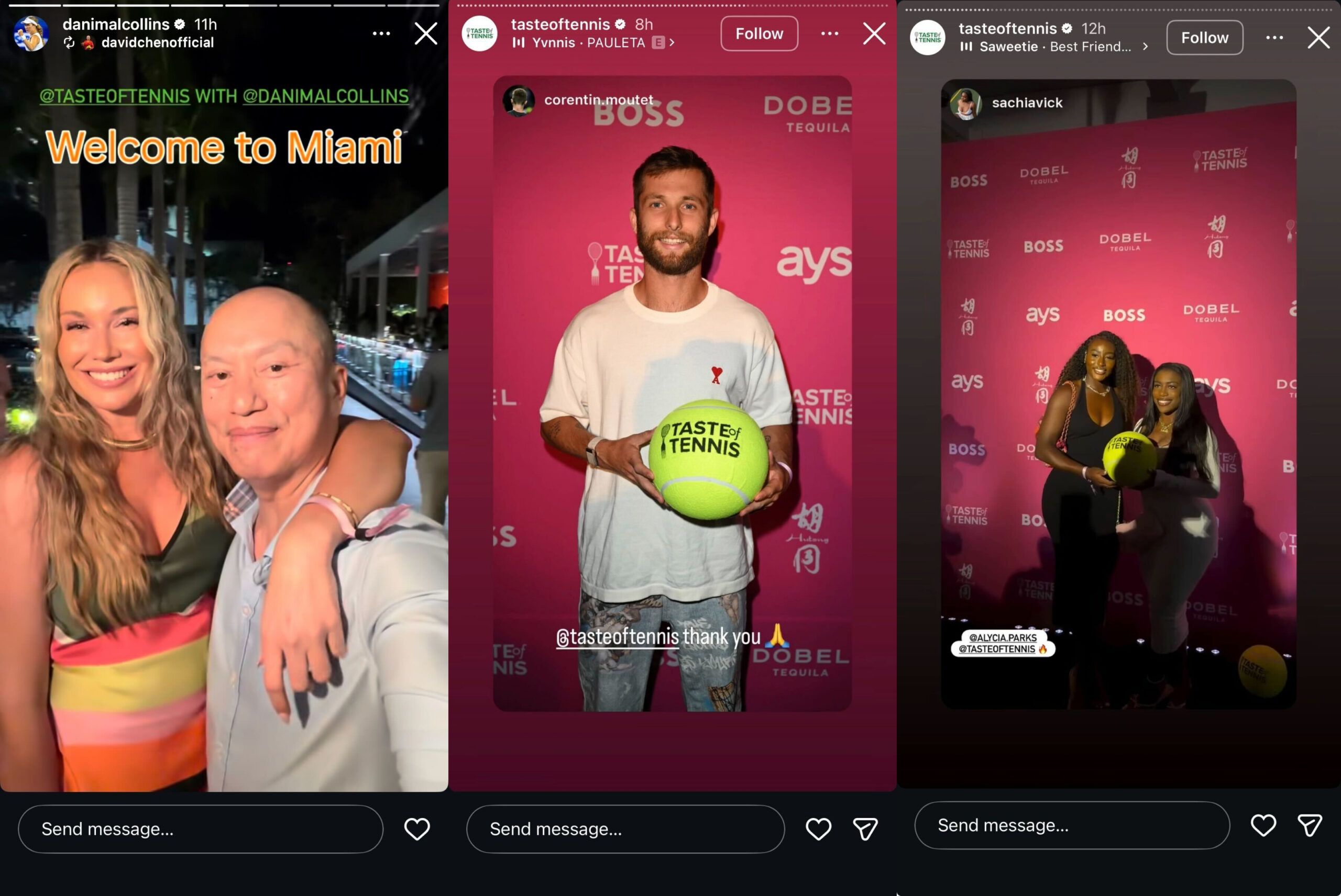 Screen grab of Danielle Collins, Corentin Moutet, Alycia Parks and others attending Taste of Tennis Miami