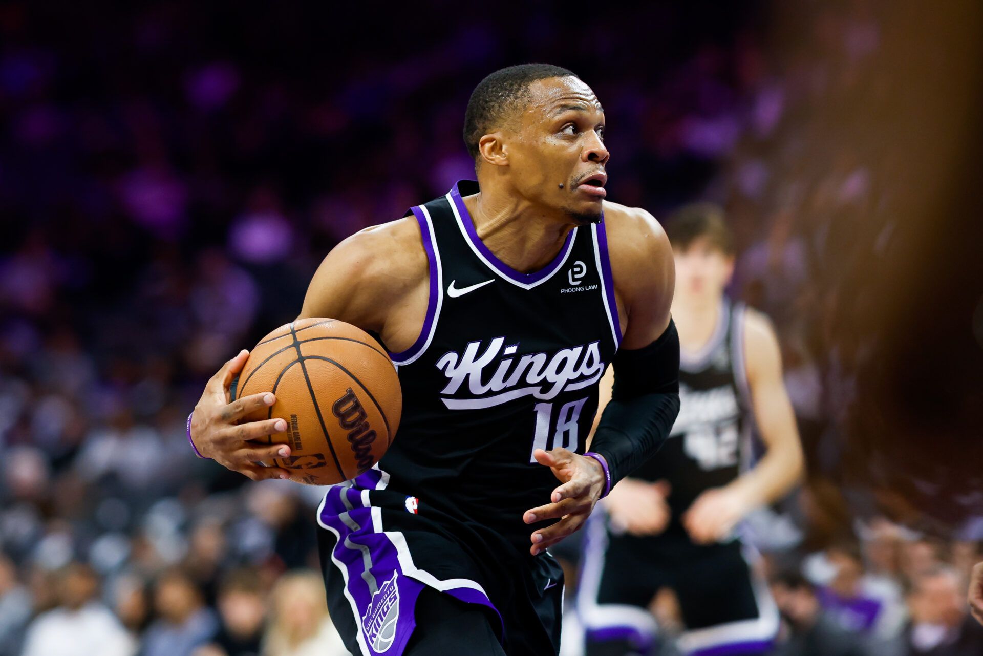 Sacramento Kings guard Russell Westbrook (18) drives to the basket during the second quarter against the Indiana Pacers at Golden 1 Center.