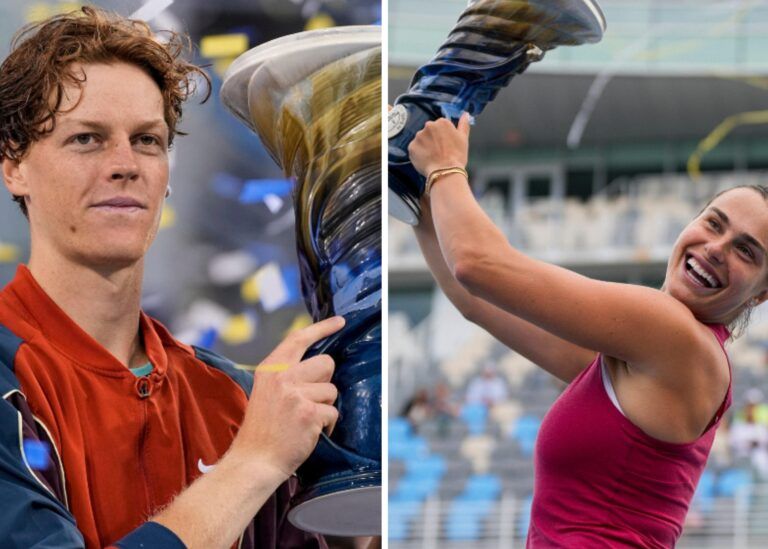 Jannik Sinner (left) and Aryna Sabalenka (right) won Cincinnati Open titles in 2024.