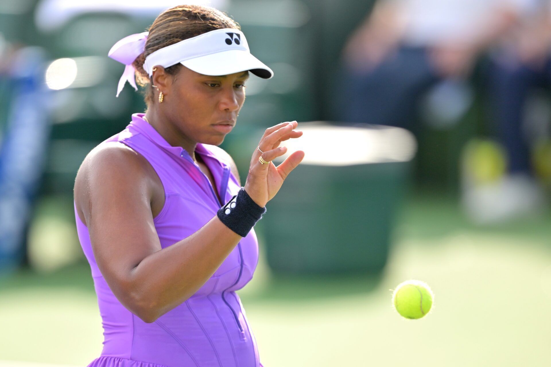 Taylor Townsend (USA) during her qualifying match against Joanna Garland (TPE) in the BNP Paribas Open at the Indian Wells Tennis Garden.