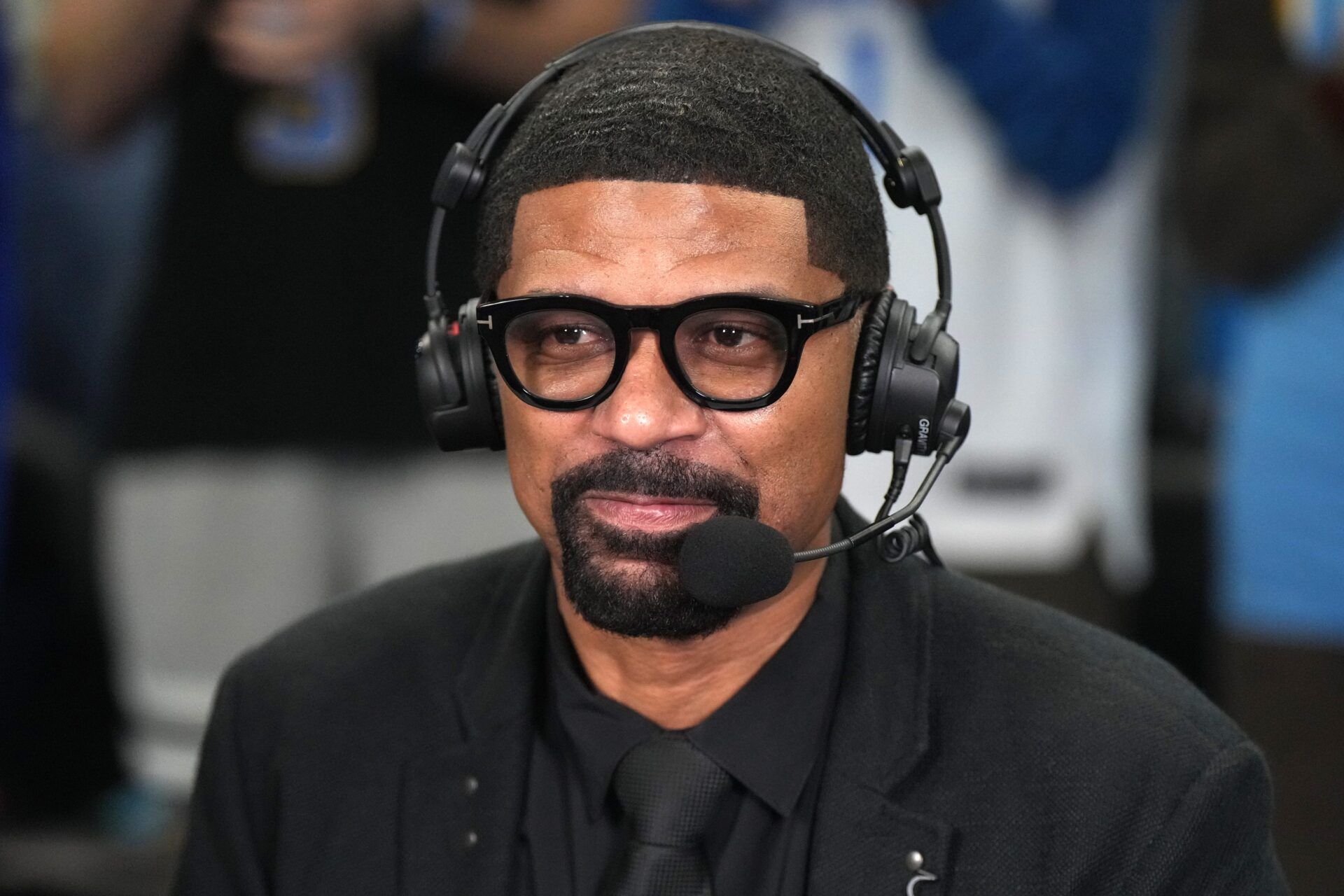 Peacock analyst Jalen Rose during the game between the Michigan Wolverines and the UCLA Bruins at Pauley Pavilion presented by Wescom.