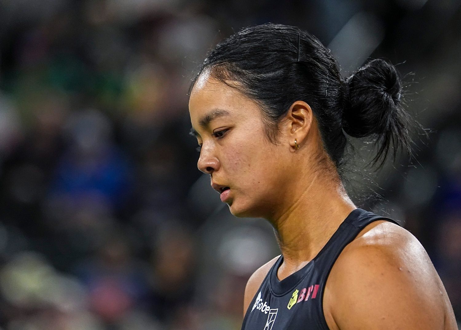 Alexandra Eala reacts to a game loss to Linda Noskova during their fourth-round match at the BNP Paribas Open in Indian Wells, Calif., Tuesday, March 10, 2026.