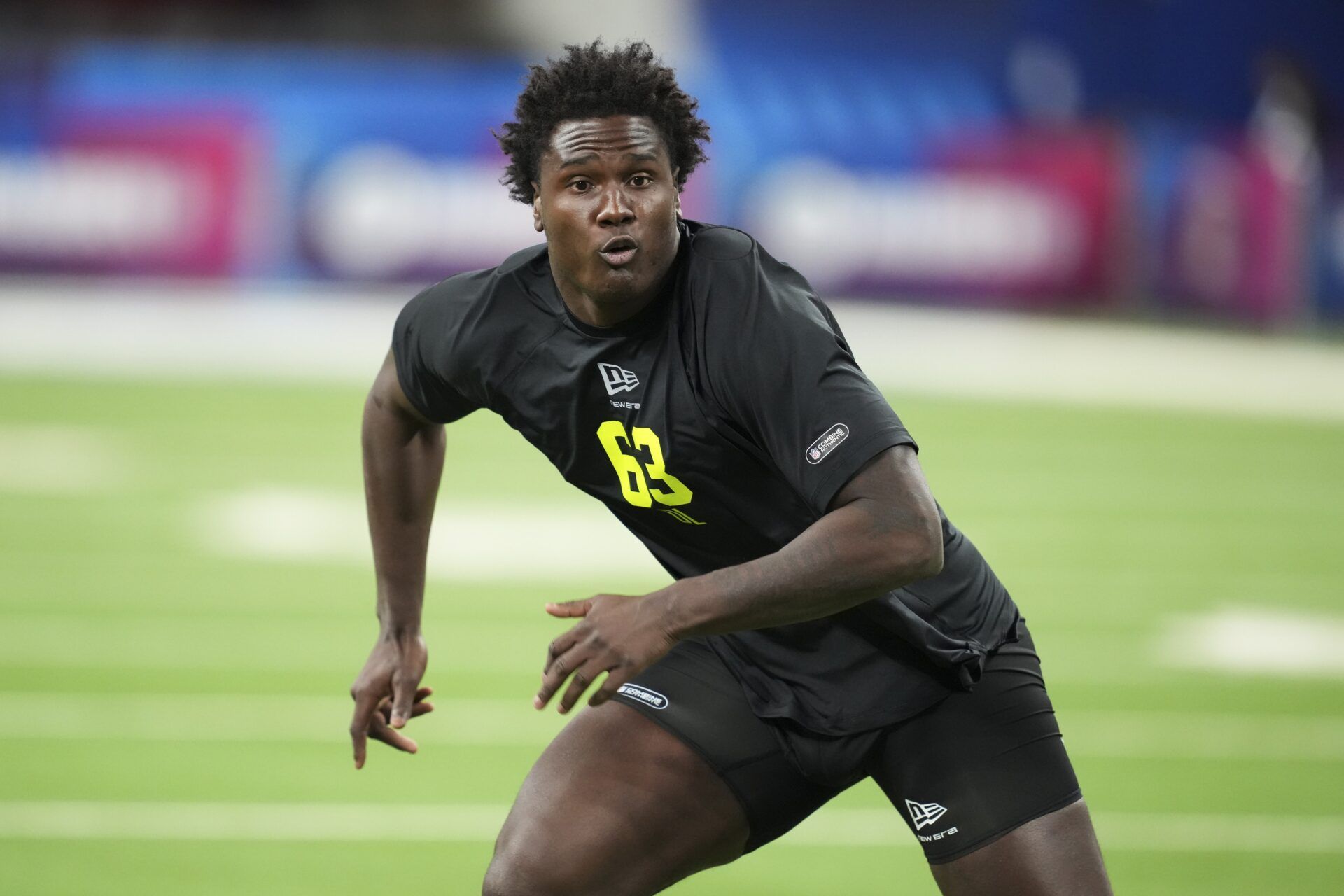 Missouri defensive lineman Zion Young (DL63) during the NFL Scouting Combine  at Lucas Oil Stadium.