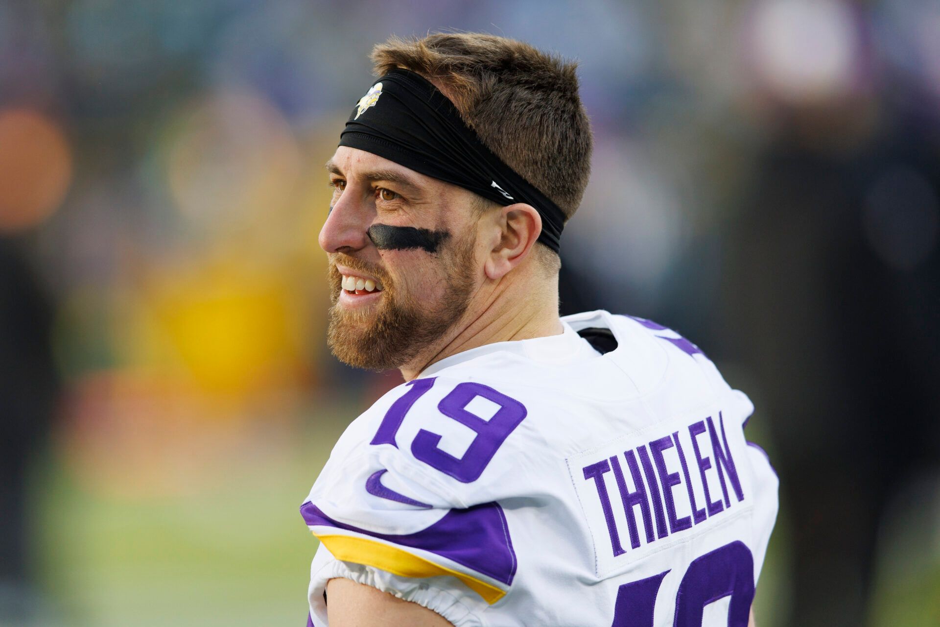 Minnesota Vikings wide receiver Adam Thielen (19) during warmups prior to the game against the Green Bay Packers at Lambeau Field.