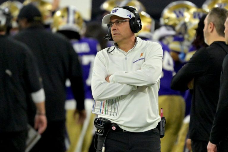 Washington Huskies head coach Jedd Fisch in the first half of the LA Bowl against the Boise State Broncos at SoFi Stadium.