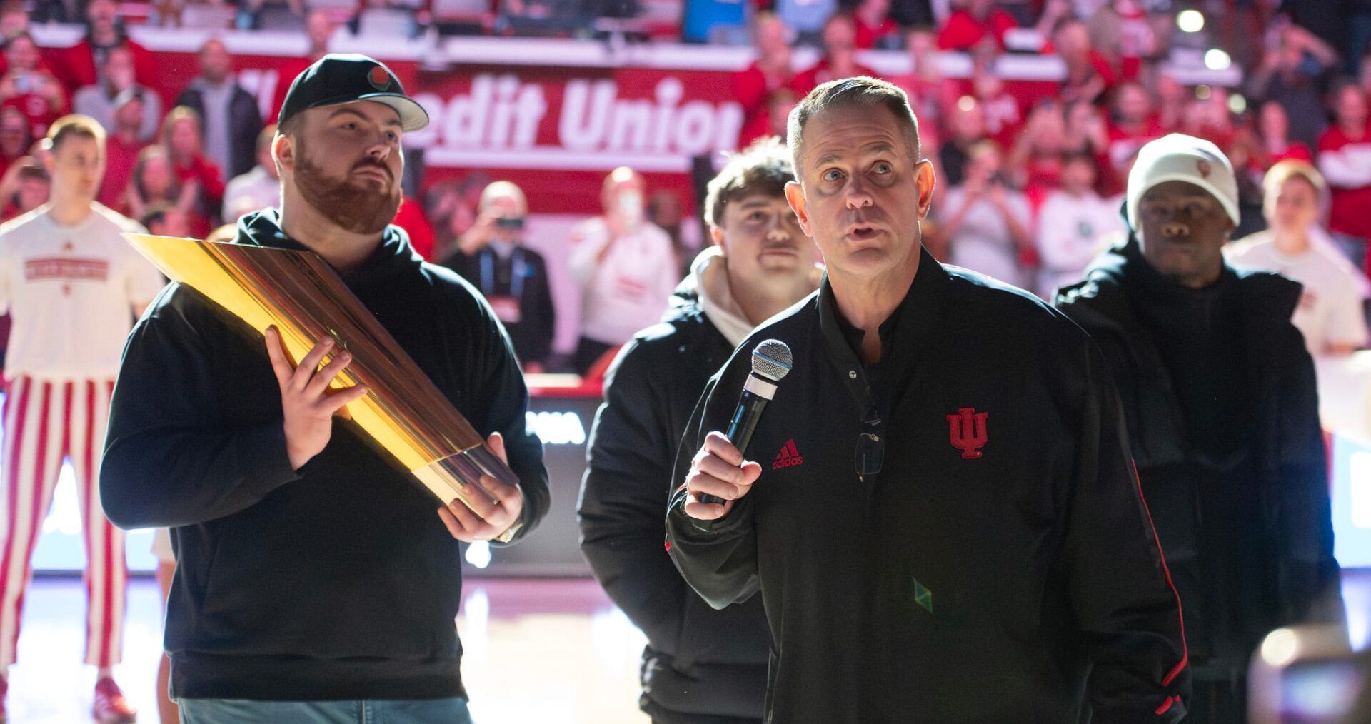 Indiana Head Coach Curt Cignetti talks before the Indiana versus Purdue mens basketball game at Simon Skjodt Assembly Hall on Tuesday, Jan. 27, 2026.