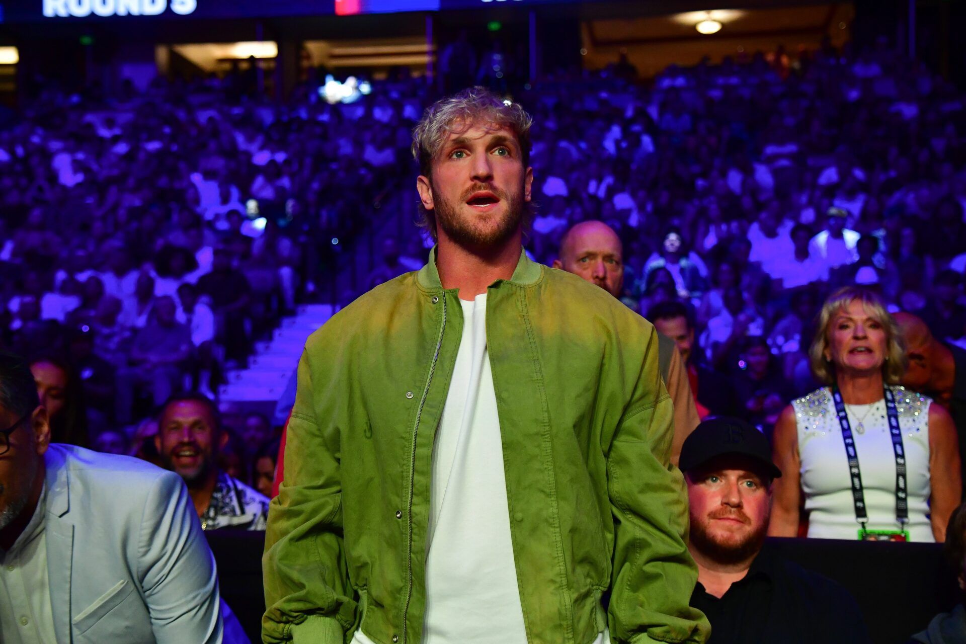 Social media personality Logan Paul attends the boxing match between Jake Paul and Julio Cesar Chavez Jr. at Honda Center.