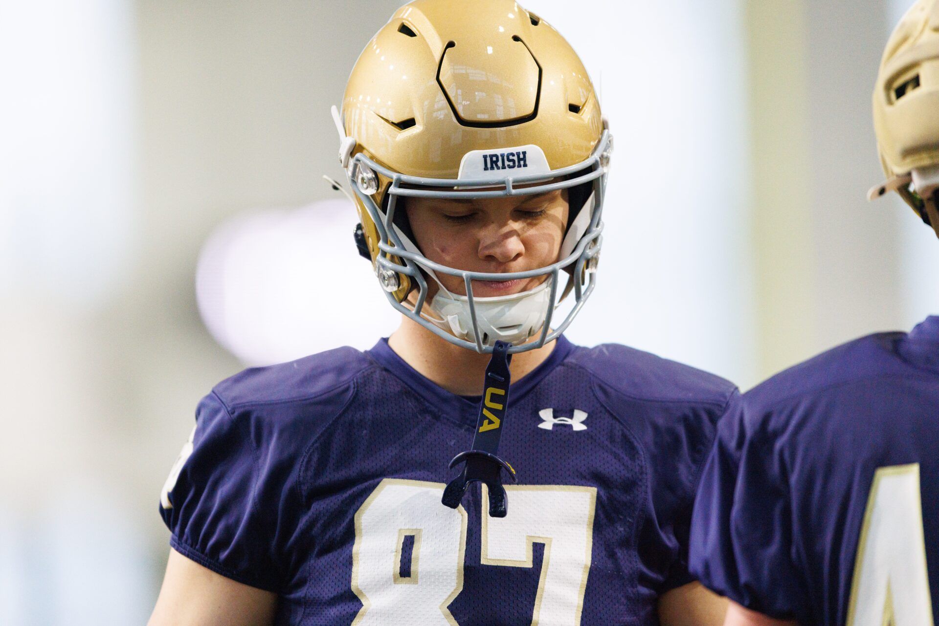 Tight end Cooper Flanagan during a Notre Dame football practice at Irish Athletic Center on Friday, March 20, 2026, in South Bend.