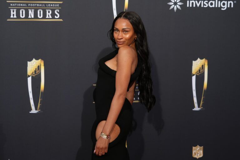 Ayan Broomfield on the red carpet before the NFL Honors show at Resorts World Theatre.