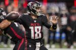 Atlanta Falcons quarterback Kirk Cousins (18) passes the ball against the New Orleans Saints during the second half at Mercedes-Benz Stadium.