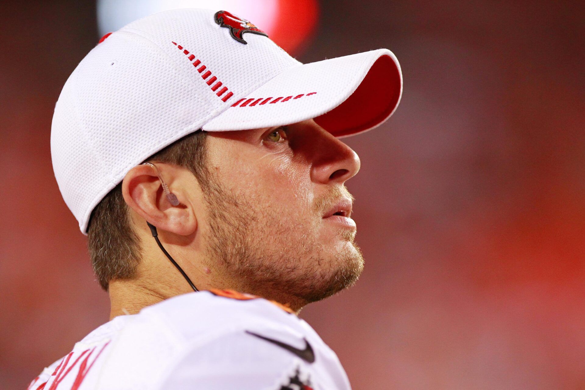 Tampa Bay Buccaneers quarterback Dan Orlovsky (6) watches from the sidelines against the Washington Redskins at FedEx Field. The Redskins won 30-3.